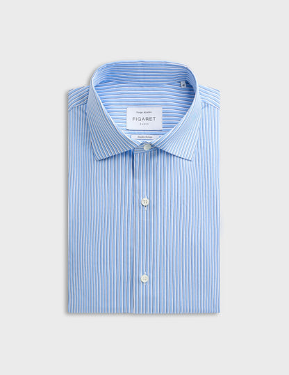 Blue striped fitted shirt