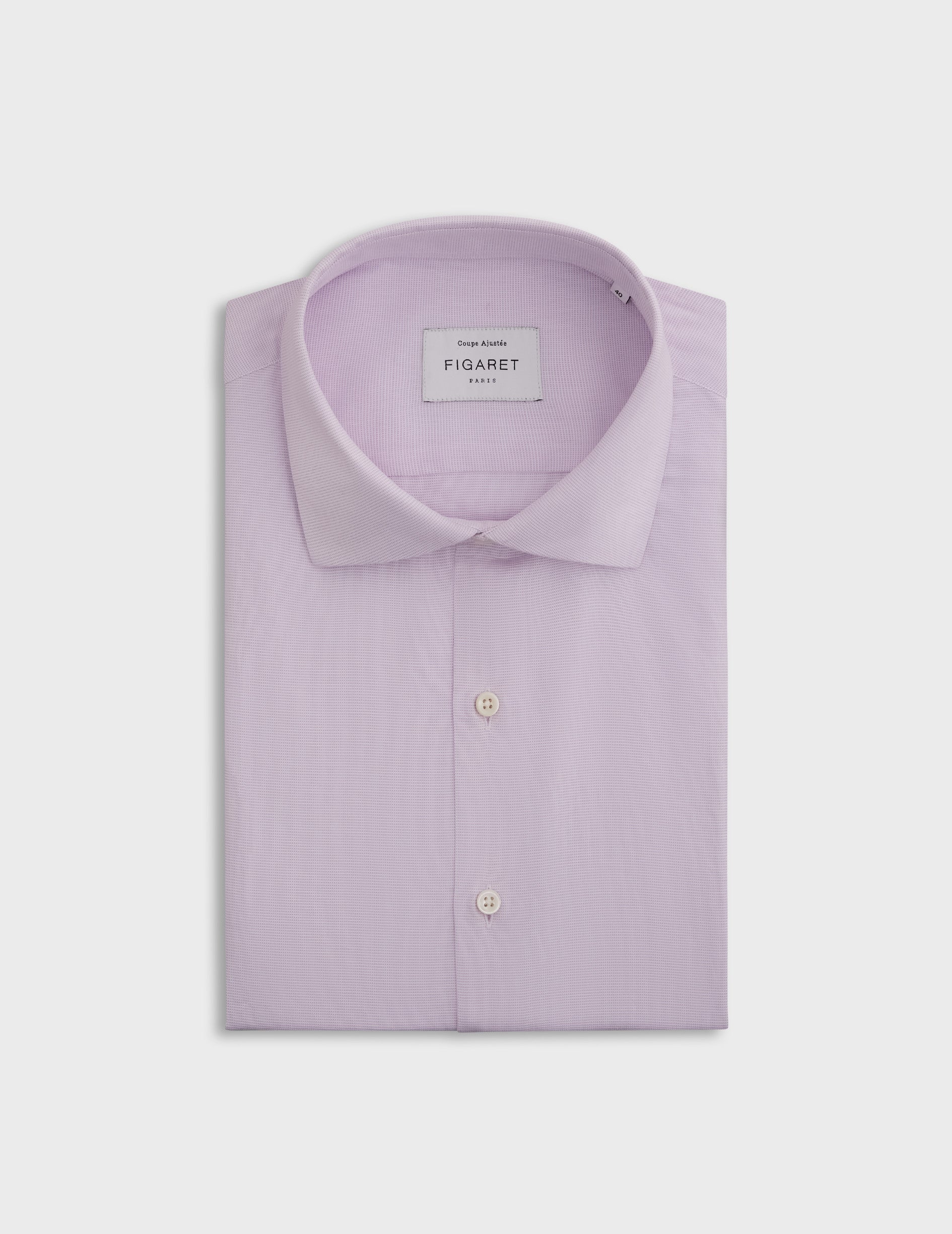 Chemise ajustée rose - Façonné - Col Italien