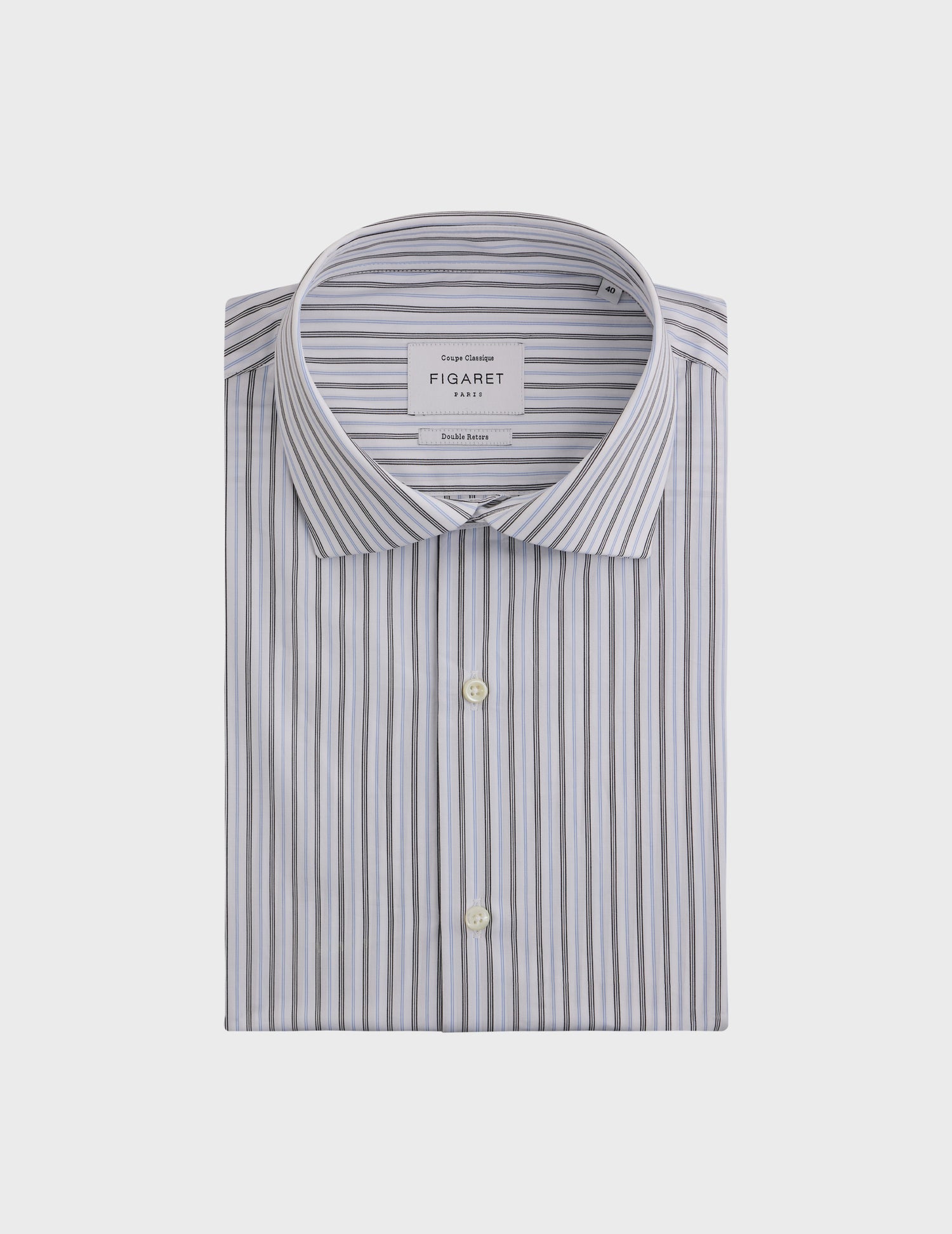 classic Black striped shirt - Poplin - Italian Collar