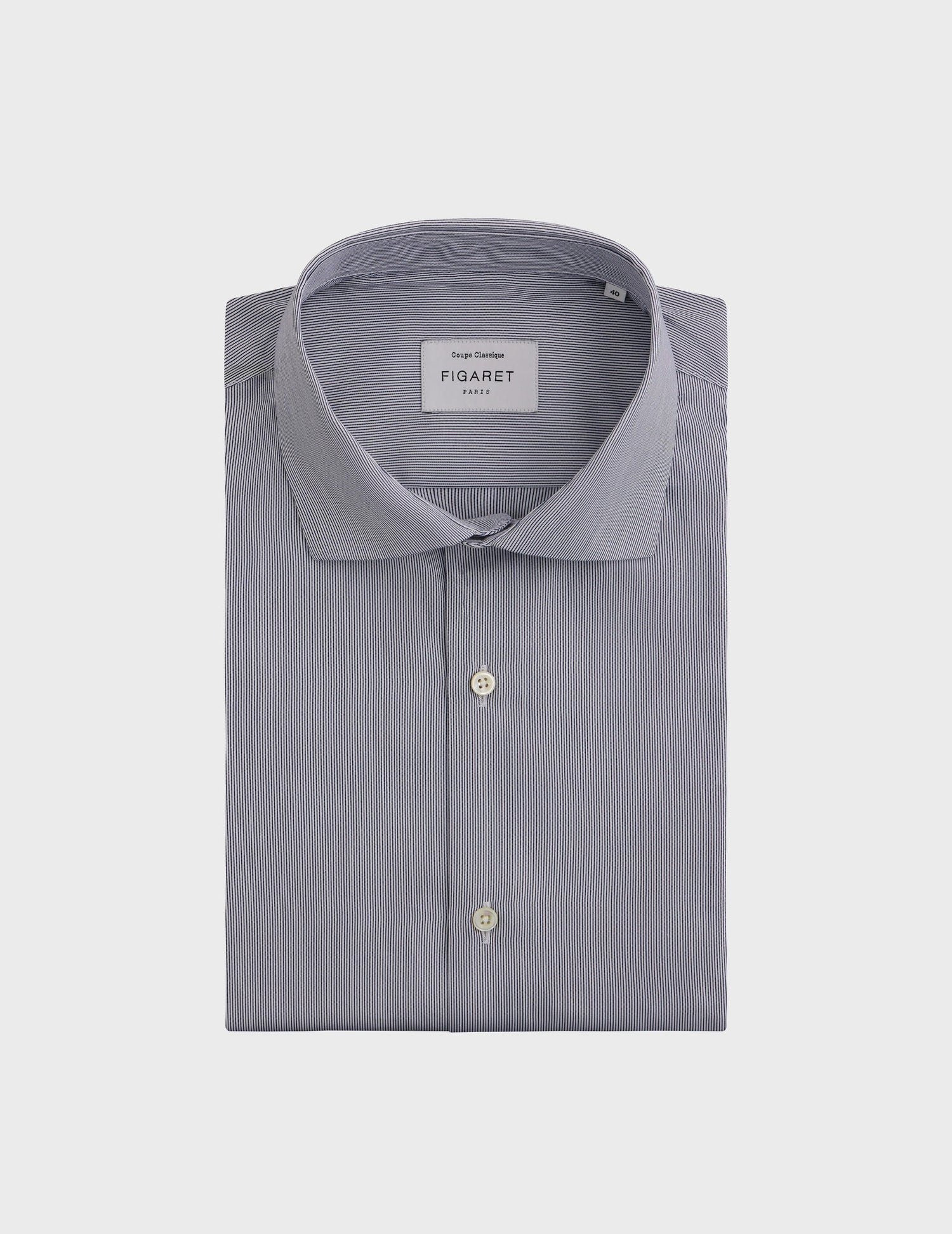 classic Navy blue striped shirt - Poplin - Italian Collar