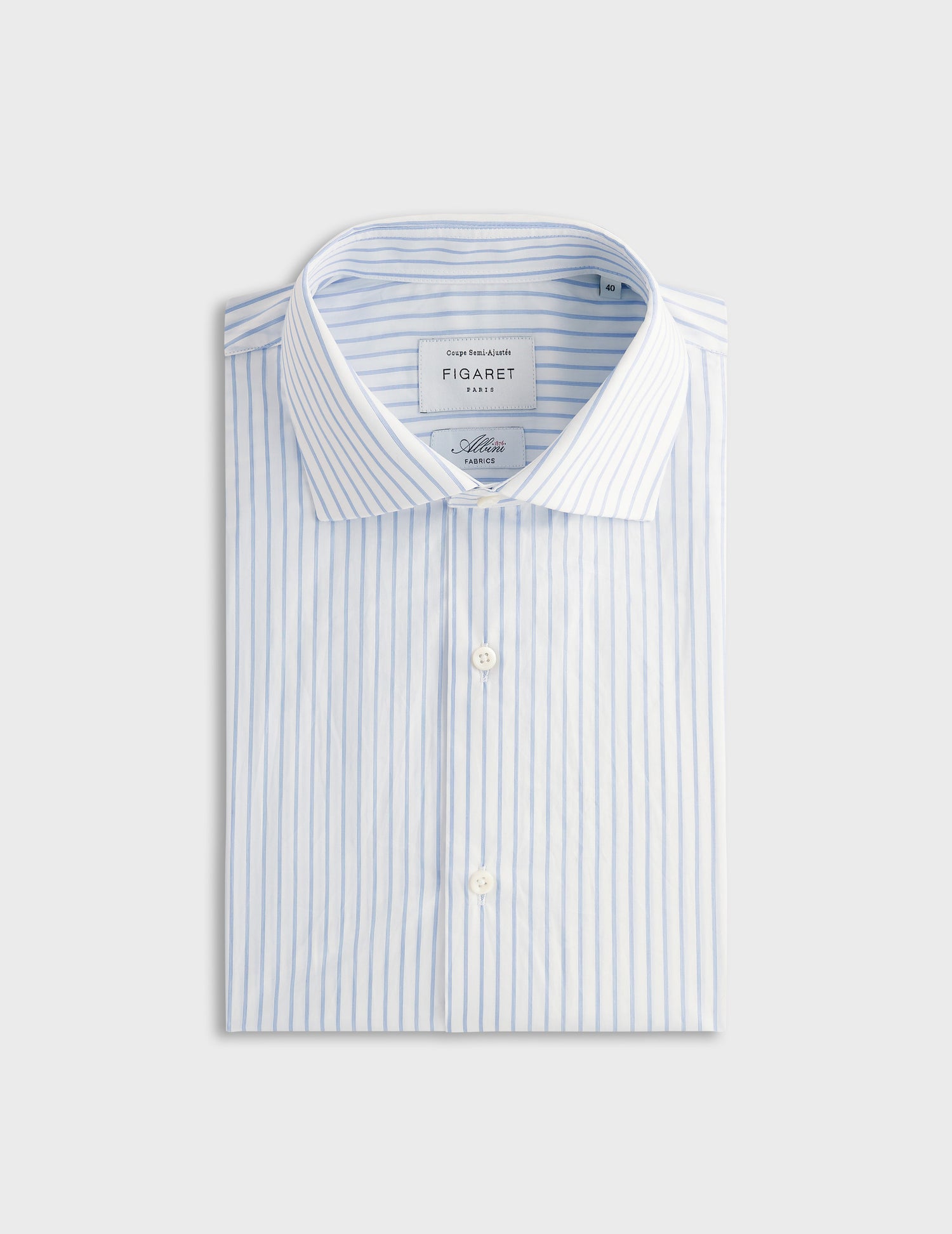 semi-fitted Blue striped shirt - Poplin - Italian Collar