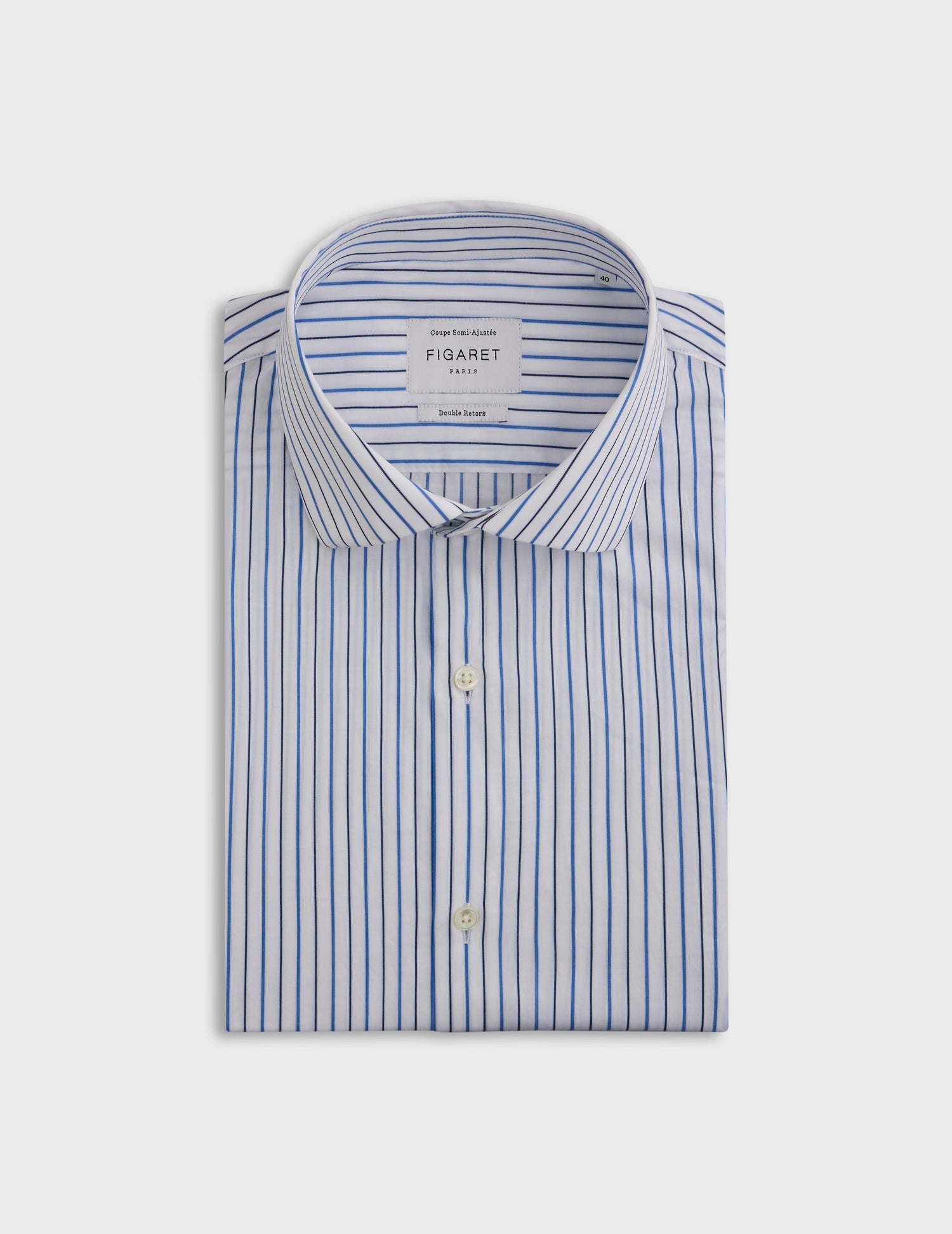 semi-fitted Blue striped shirt - Poplin - Italian Collar