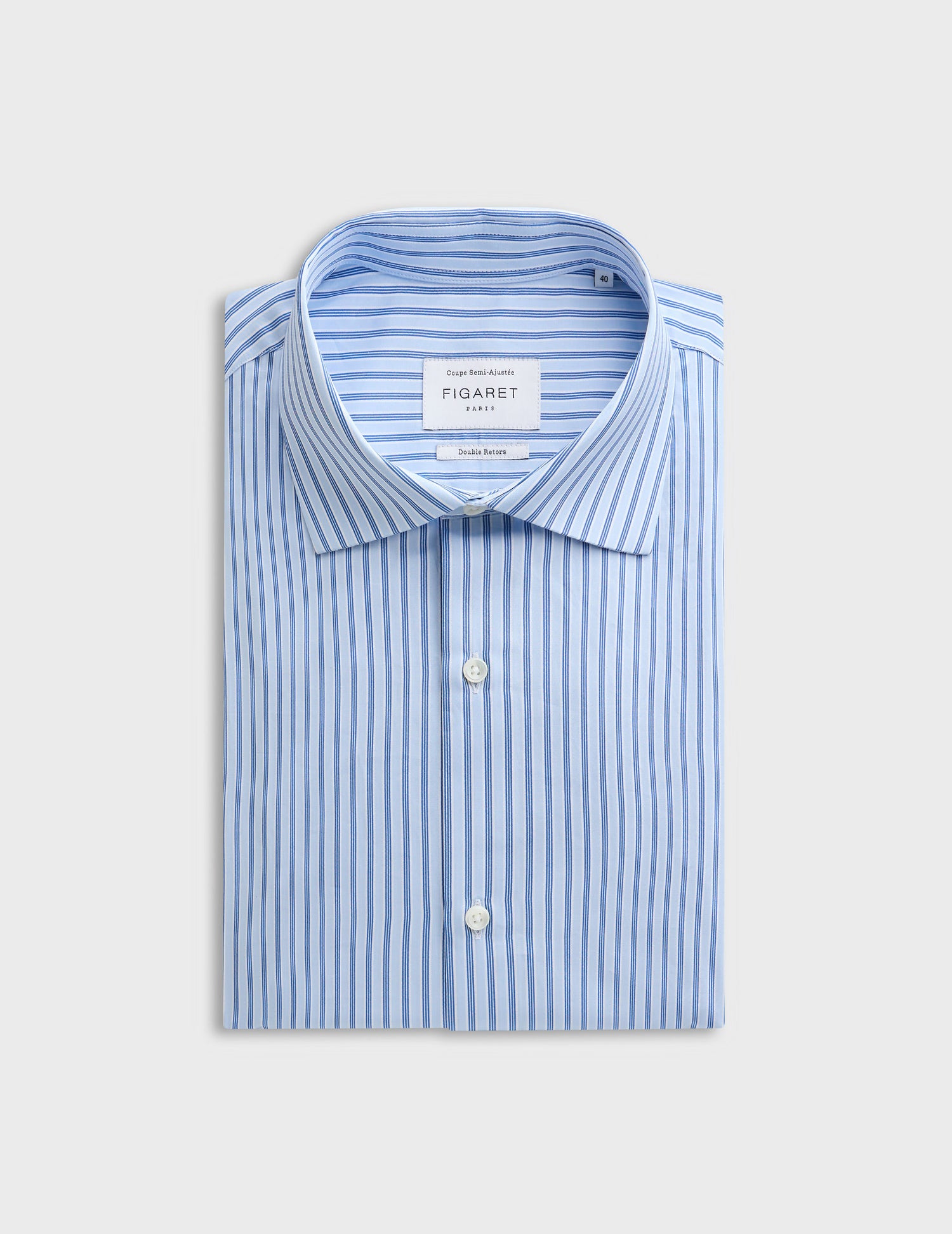 semi-fitted Blue striped shirt - Poplin - Italian Collar