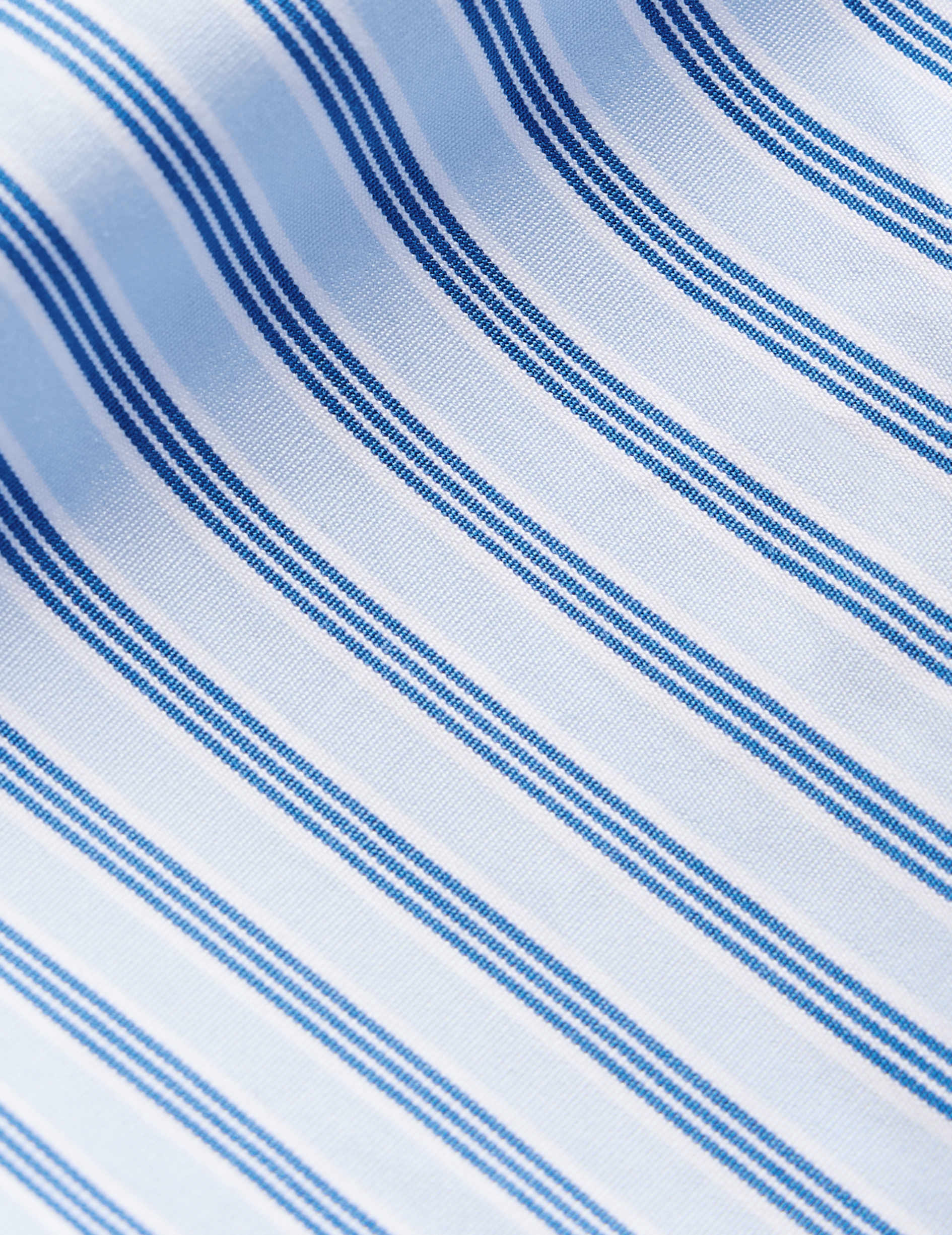 Chemise semi-ajustée rayée bleue - Popeline - Col Italien