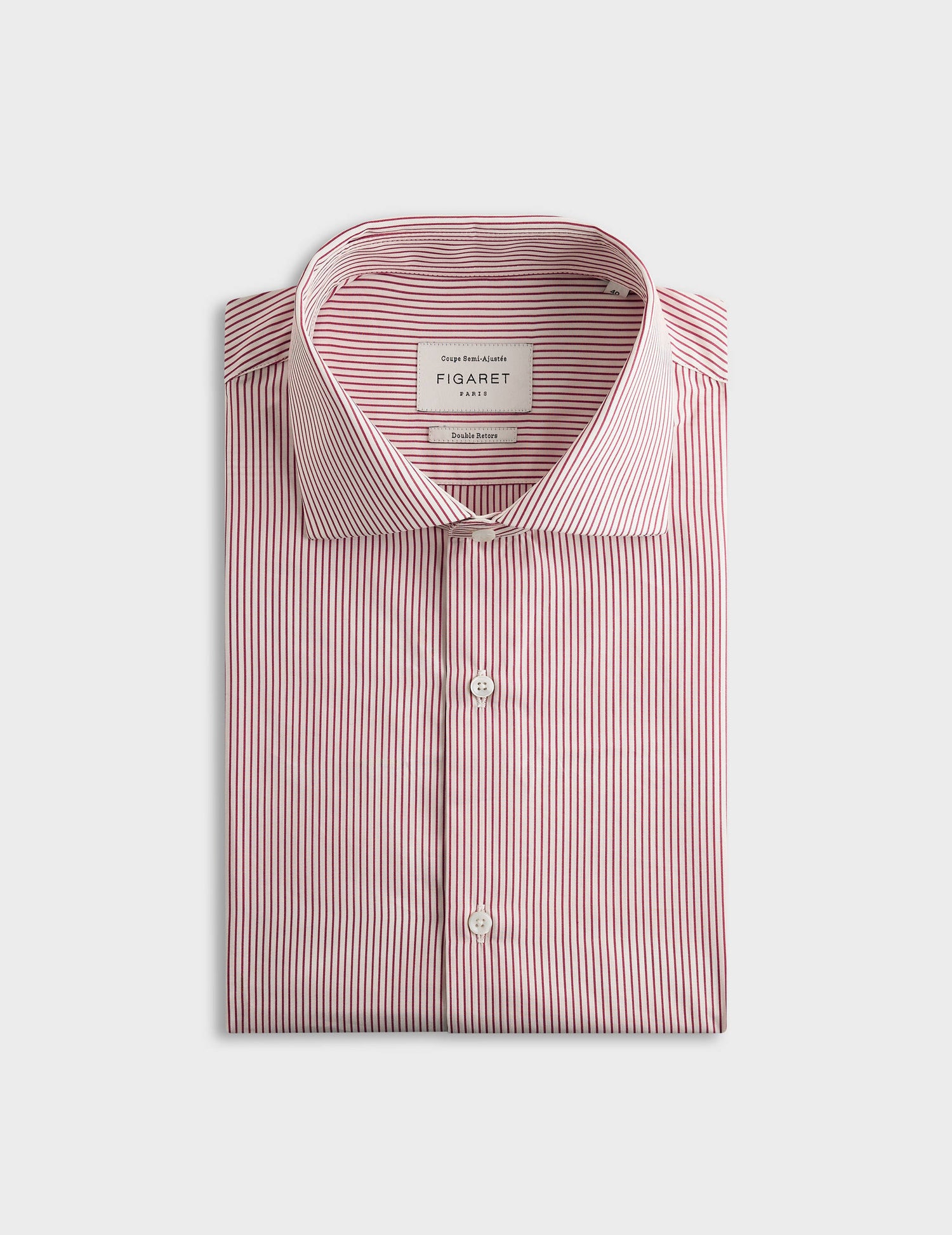 Pink striped semi-fitted shirt - Poplin - Italian Collar