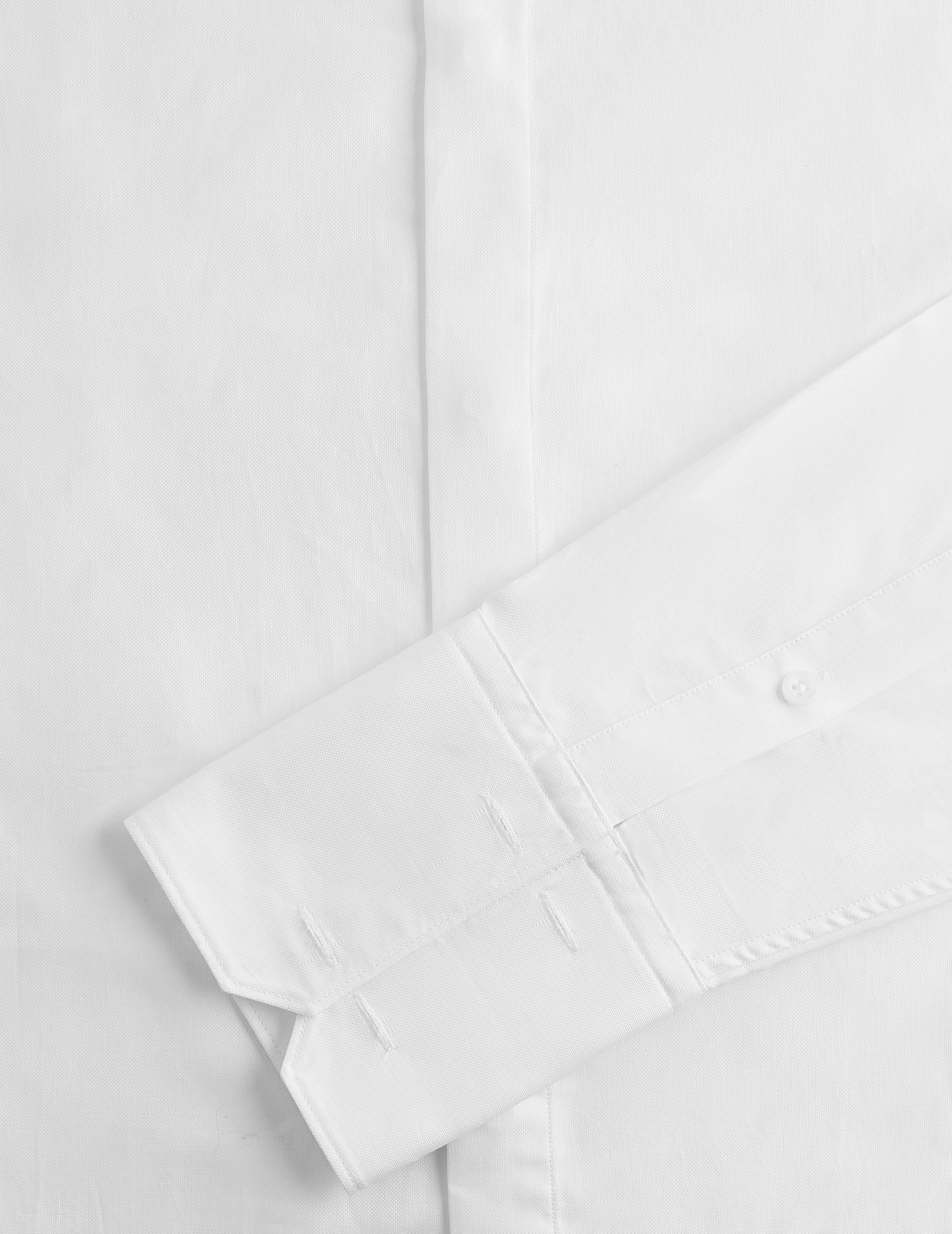 semi-fitted White hidden button placket prestige shirt  - Pinpoint - Majestic Collar - Musketeers Cuffs