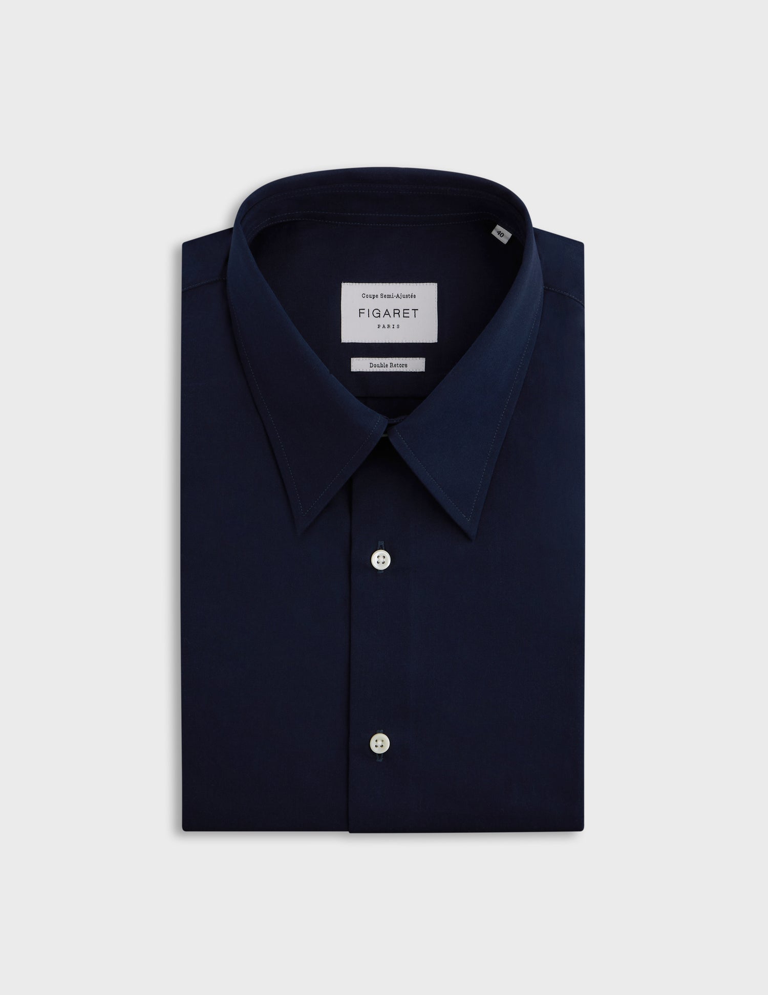 semi-fitted Navy blue shirt - Poplin - Majestic Collar