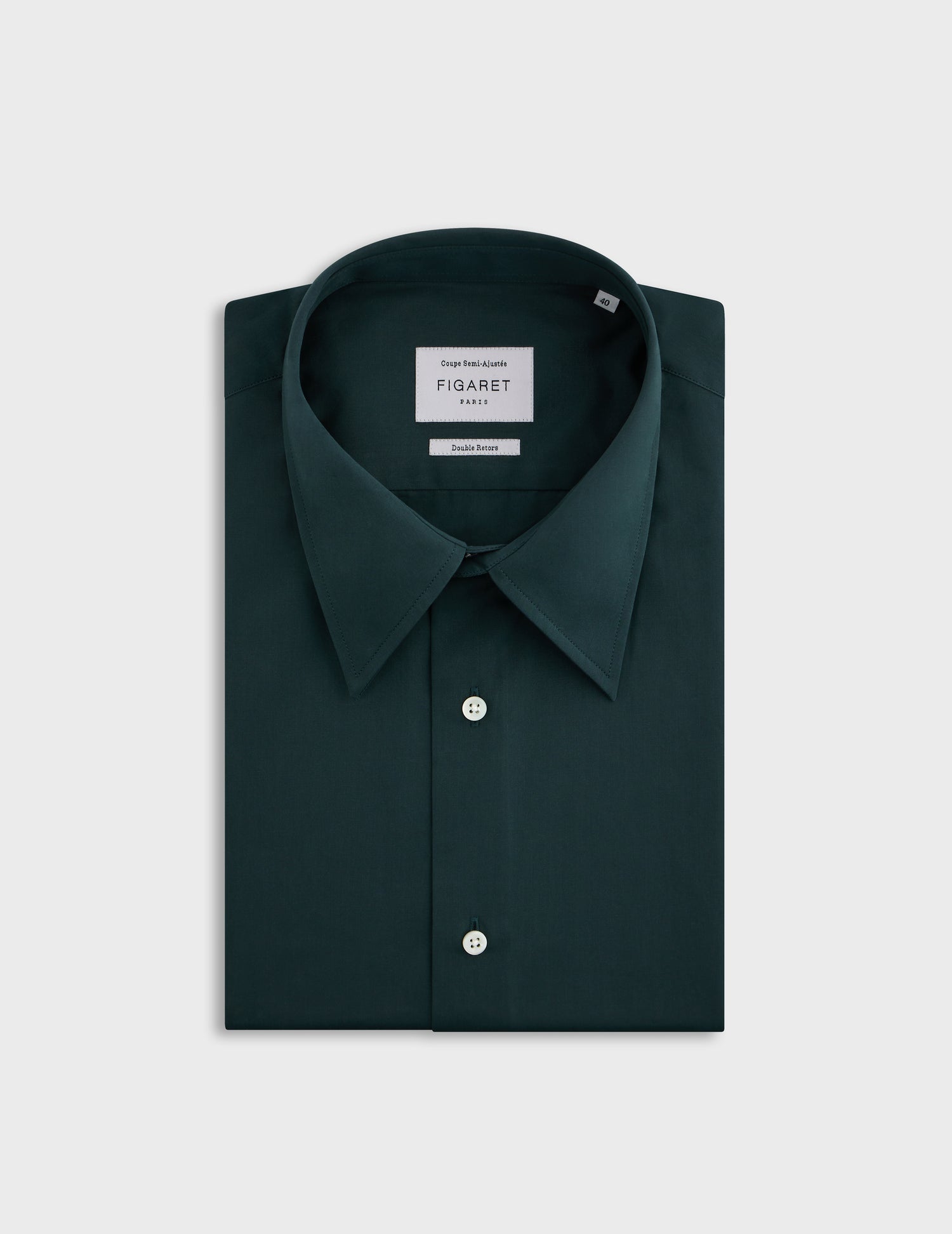 semi-fitted Green shirt - Poplin - Majestic Collar