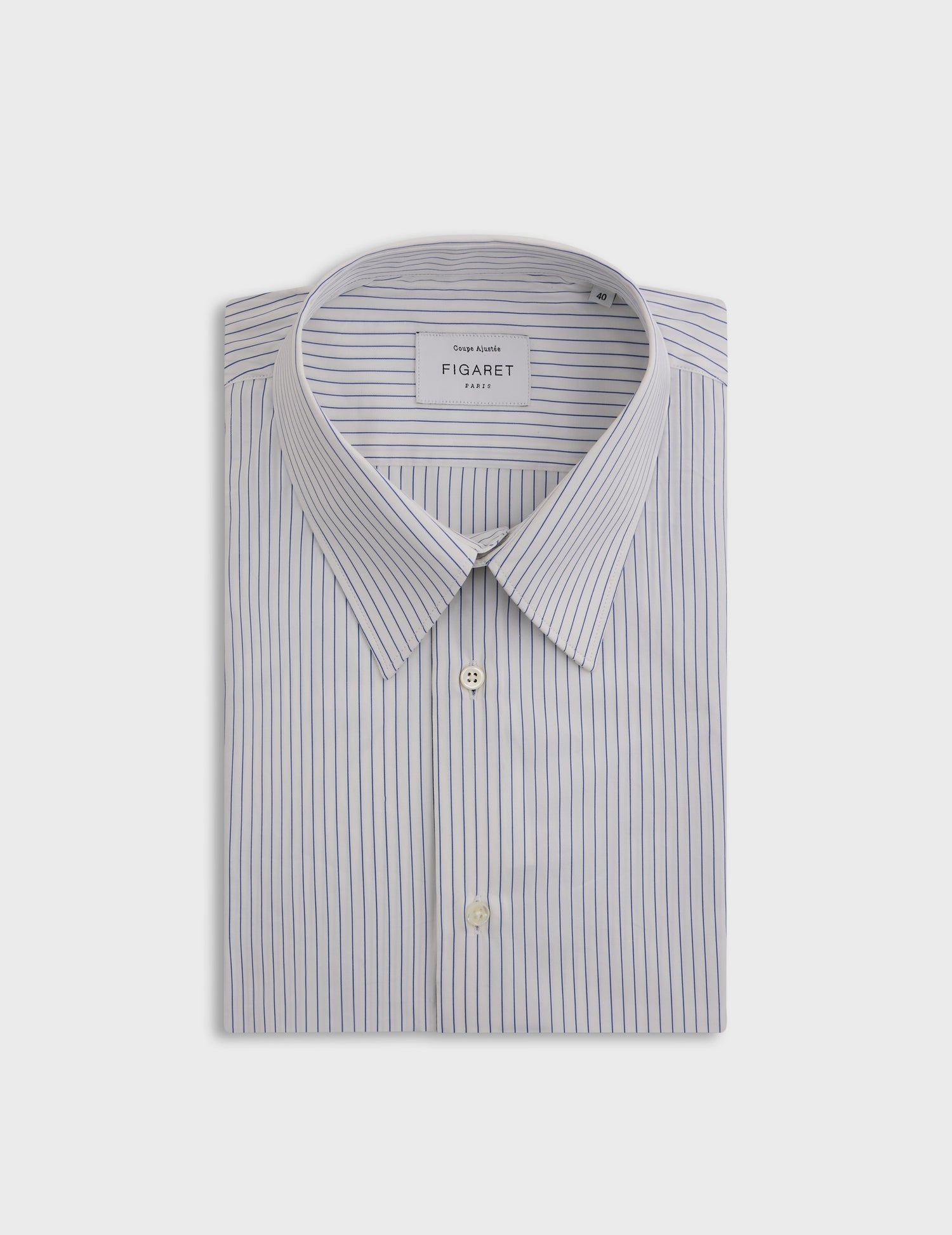 Blue striped fitted shirt - Poplin - Prodigious Collar