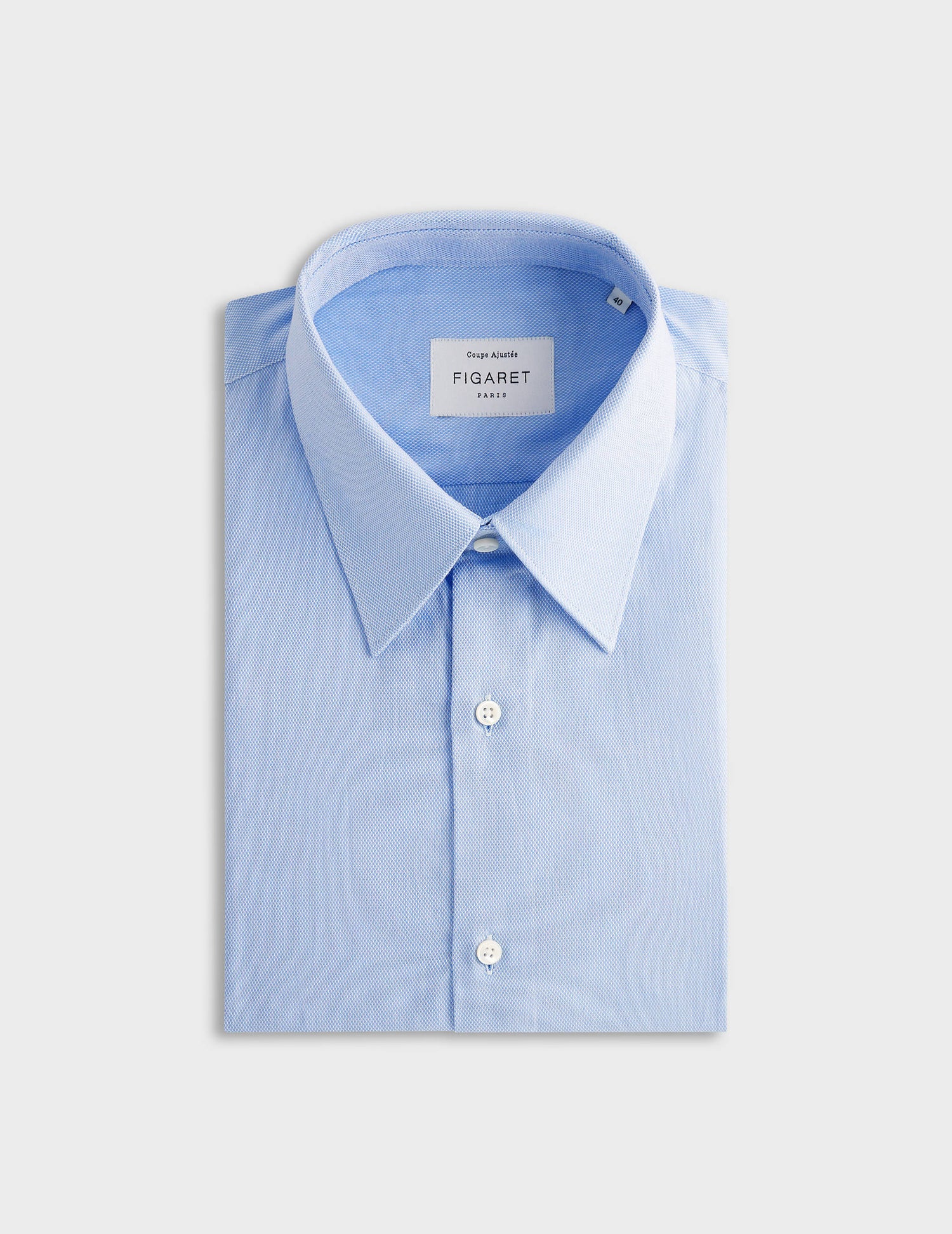 fitted Blue shirt - dobby - Prodigious Collar