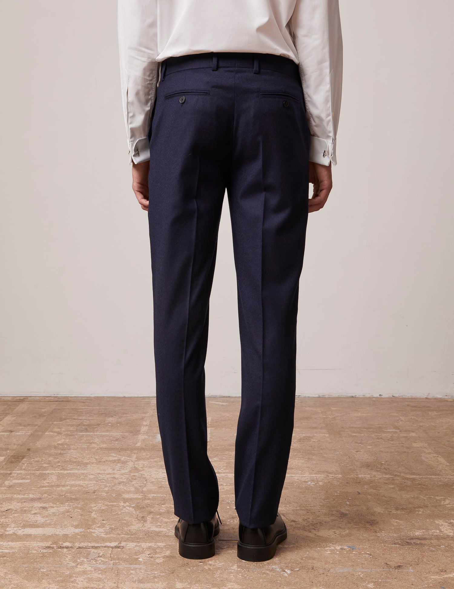 Tailored pants Greyson in navy blue wool canvas