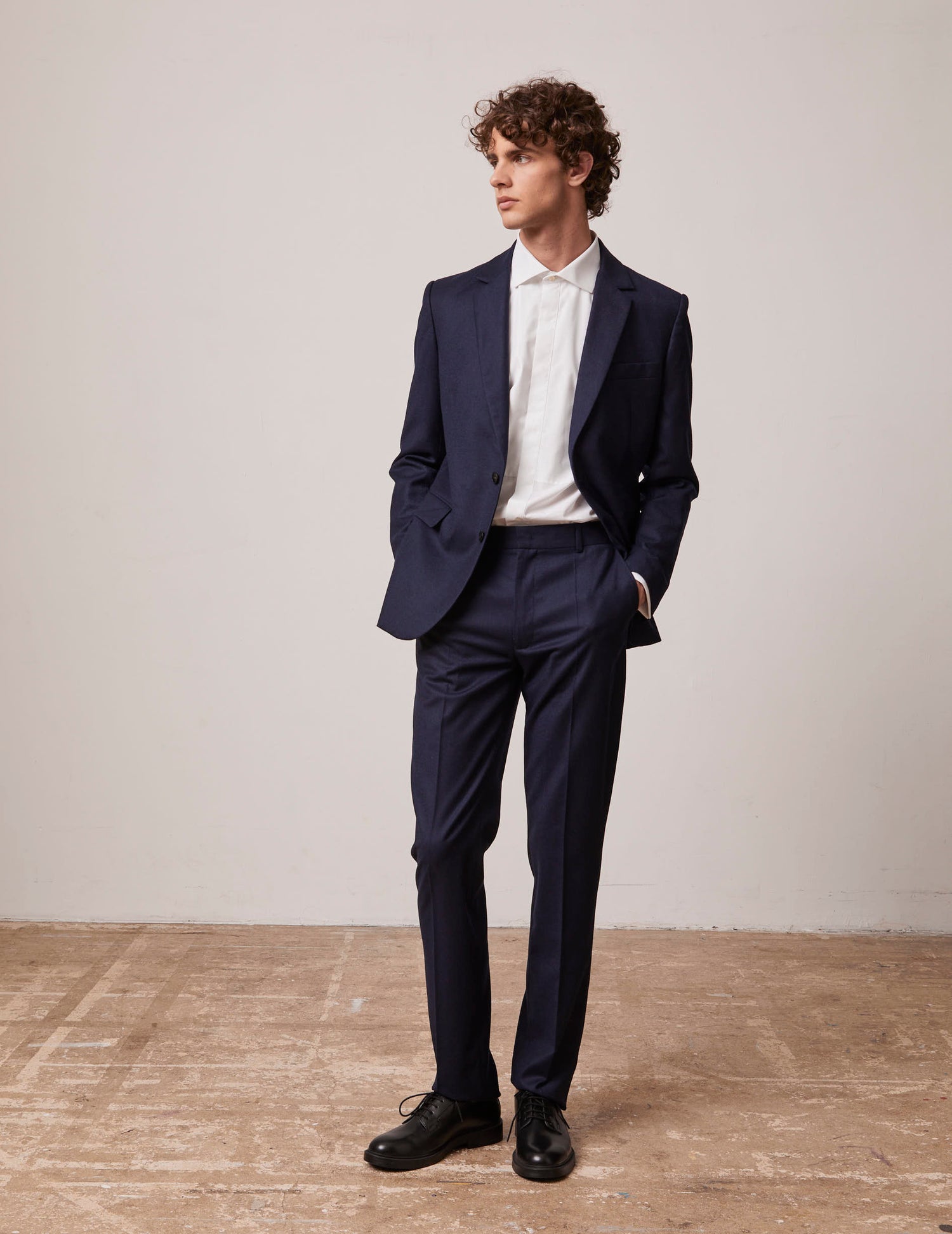 navy blue wool canvas Tailored Greyson pants 