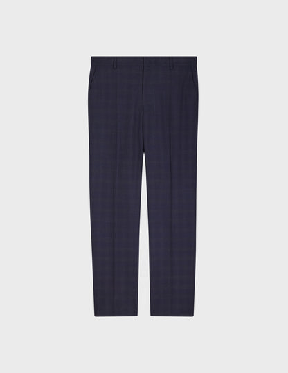 navy blue plaid wool canvas Tailored Greyson pants