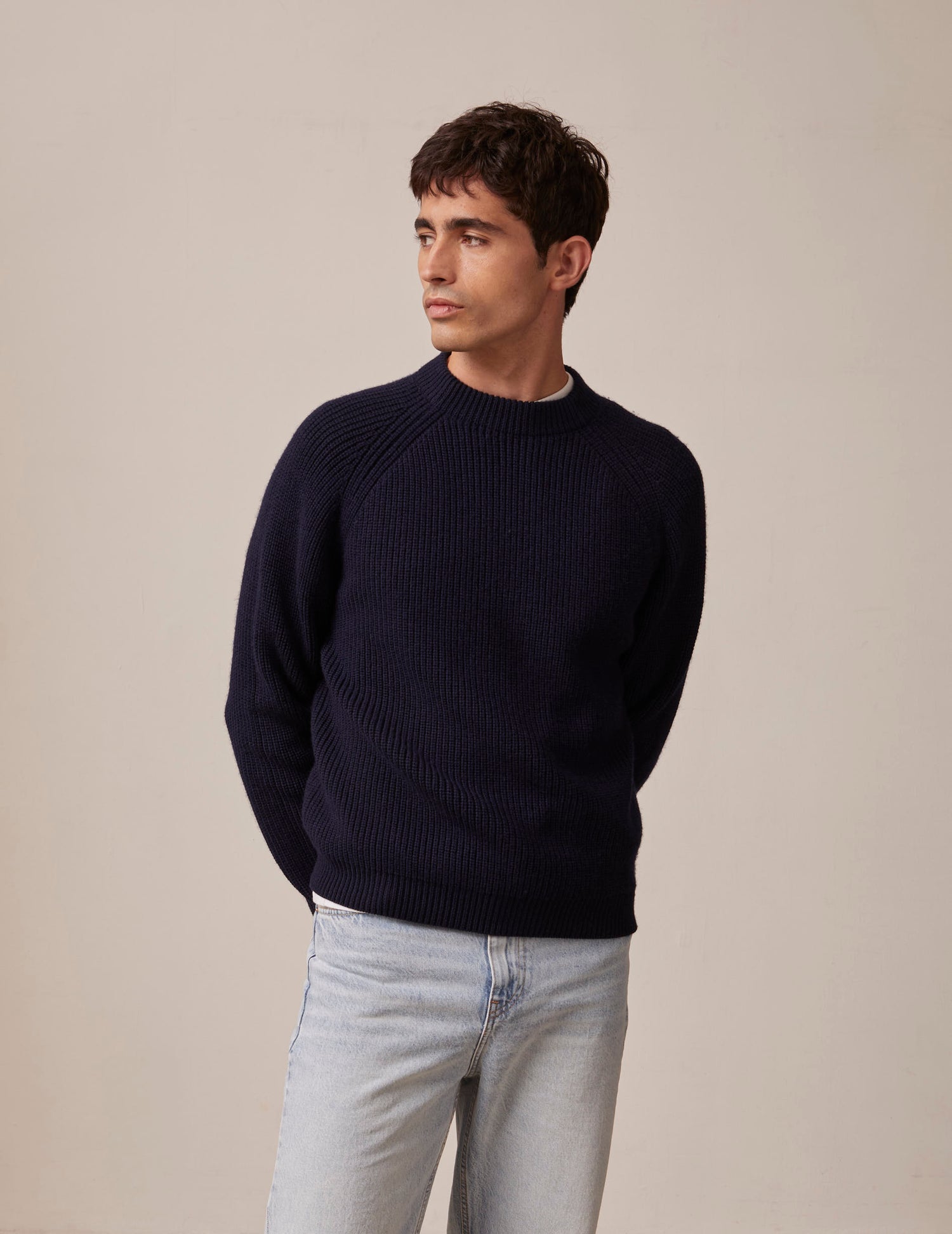 Pull Gareth en laine bleu marine