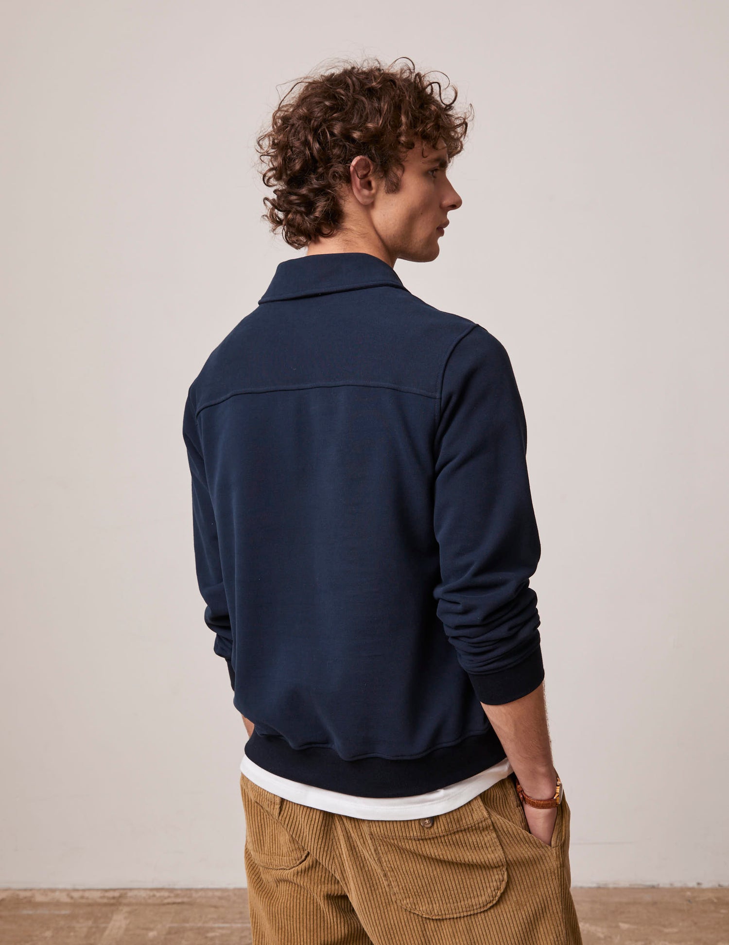 Ivanhoe sweatshirt in navy blue fleece