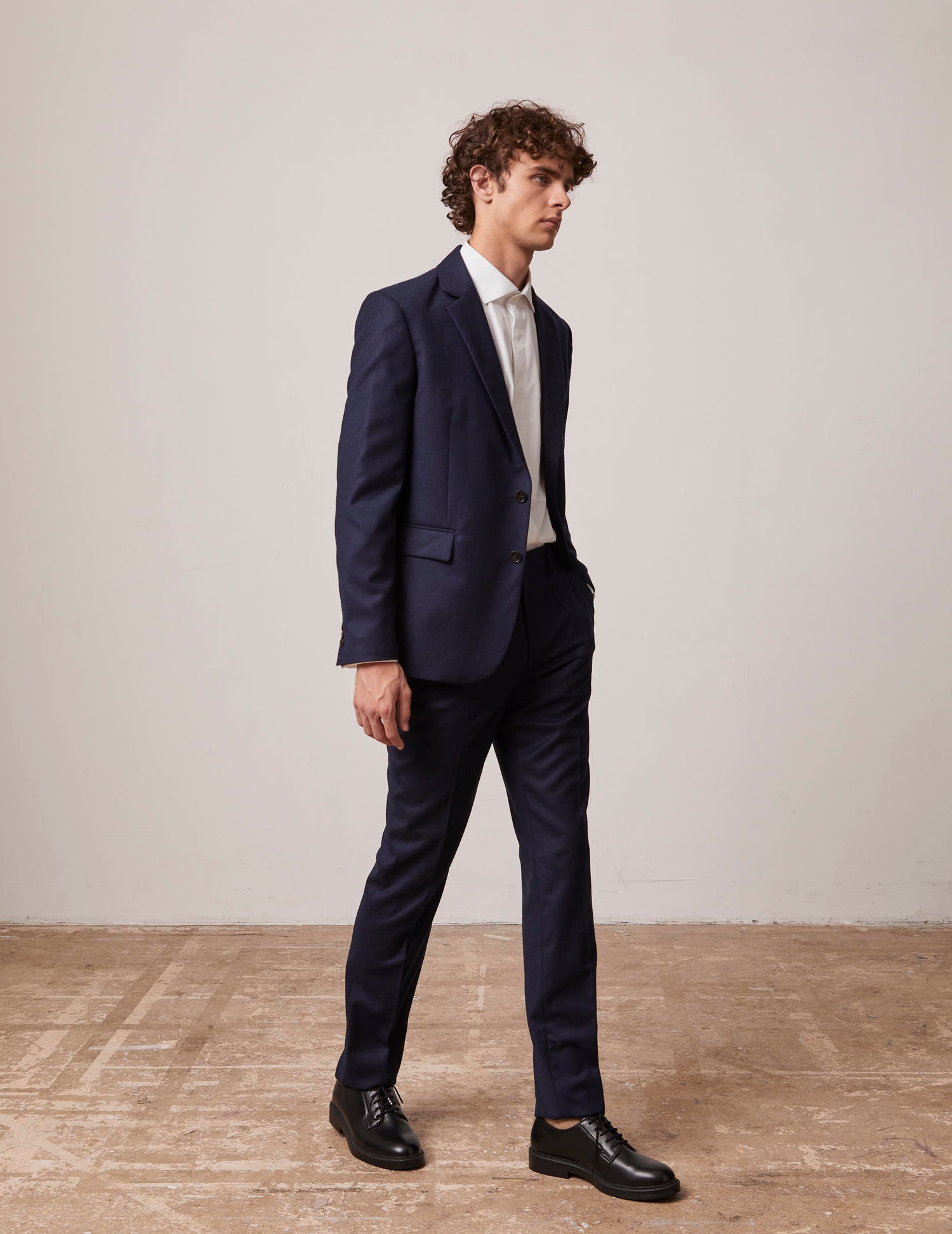 Tailored Greyson pants in navy blue wool canvas