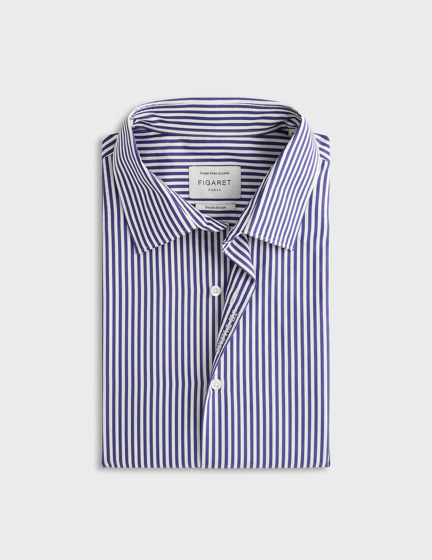Unisex “Je t'aime” navy blue striped shirt - Poplin - Figaret Collar#8