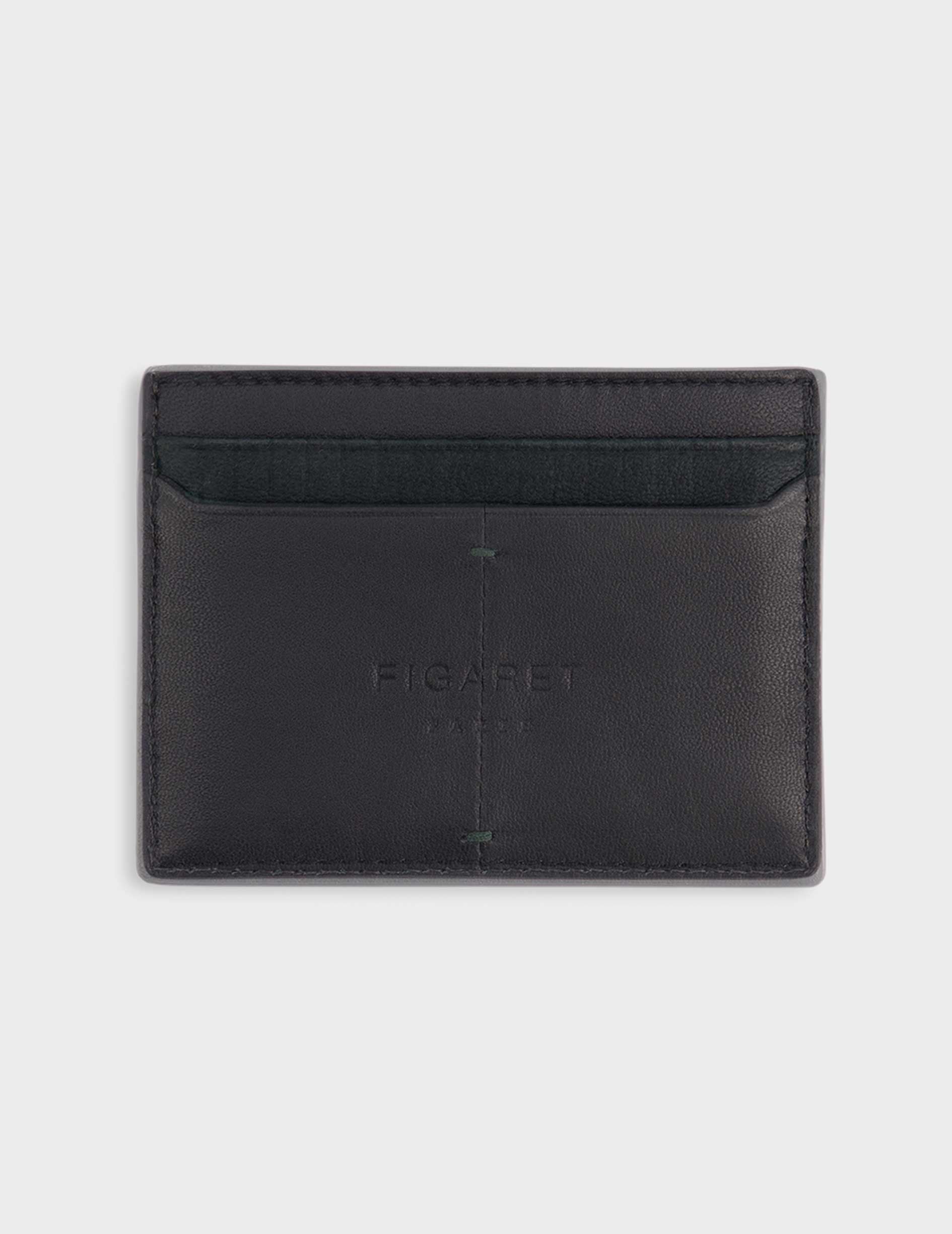 Black leather and suede Cardholder