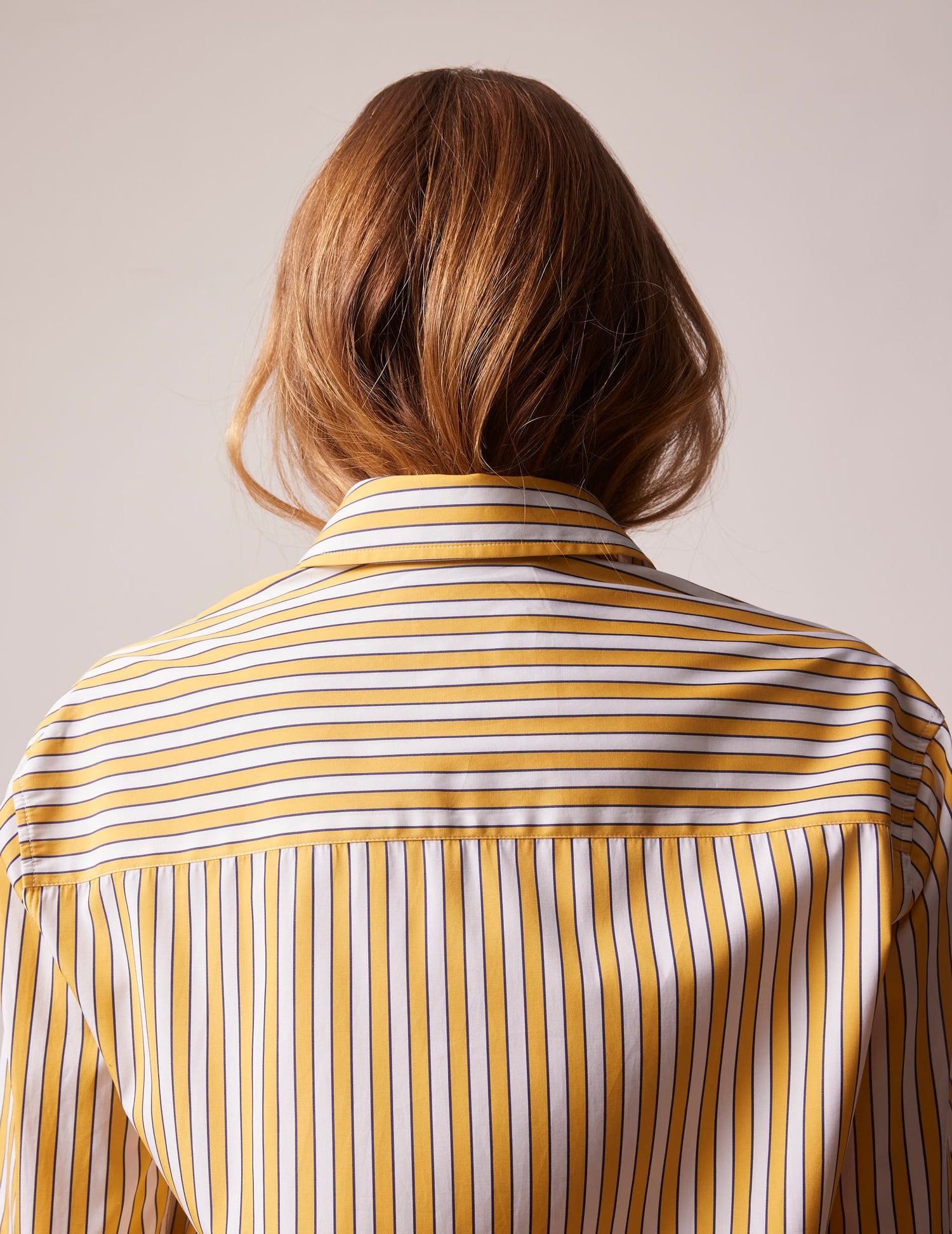 Yellow striped Charlotte shirt - Poplin - Shirt Collar#2