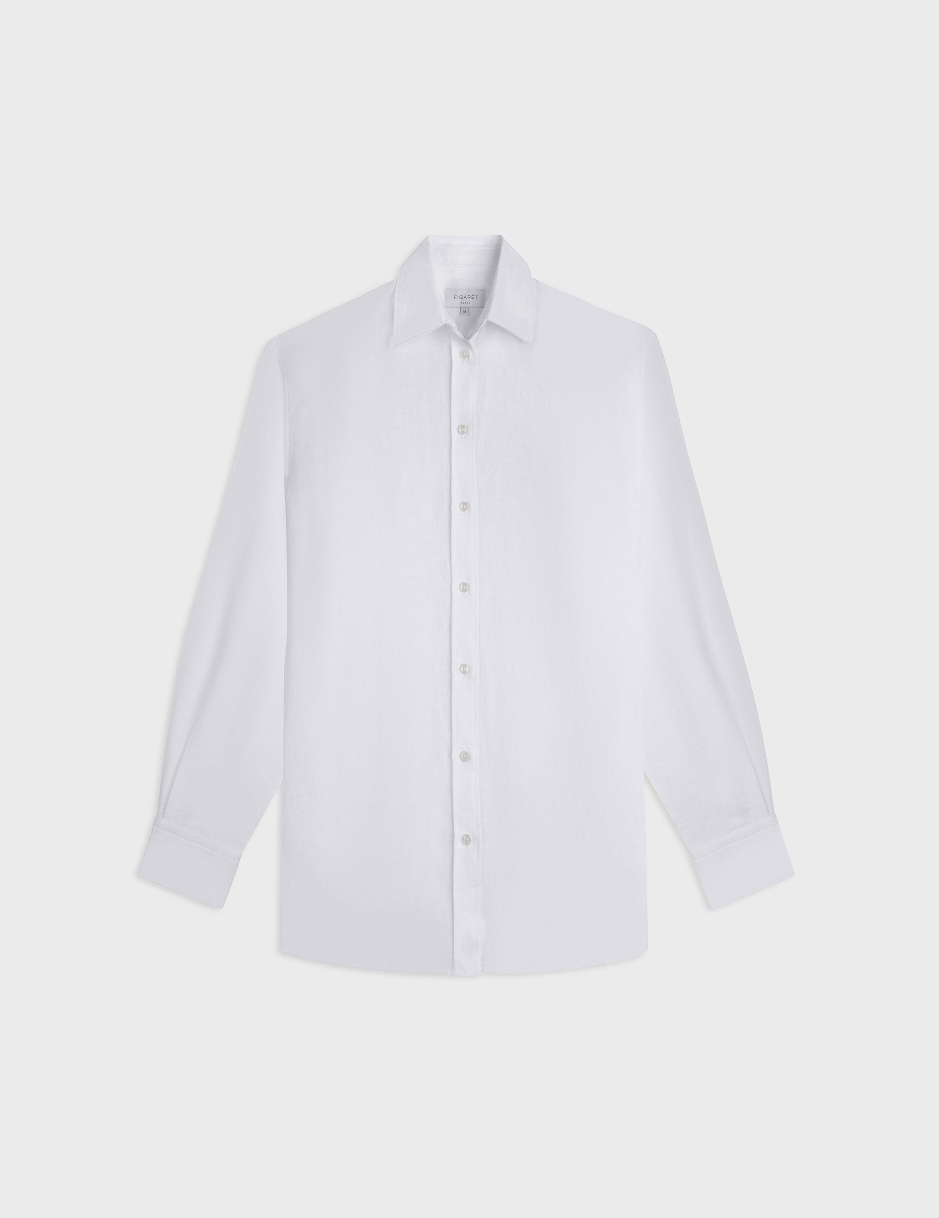 Oversized Delina shirt in white linen - Linen - Shirt Collar