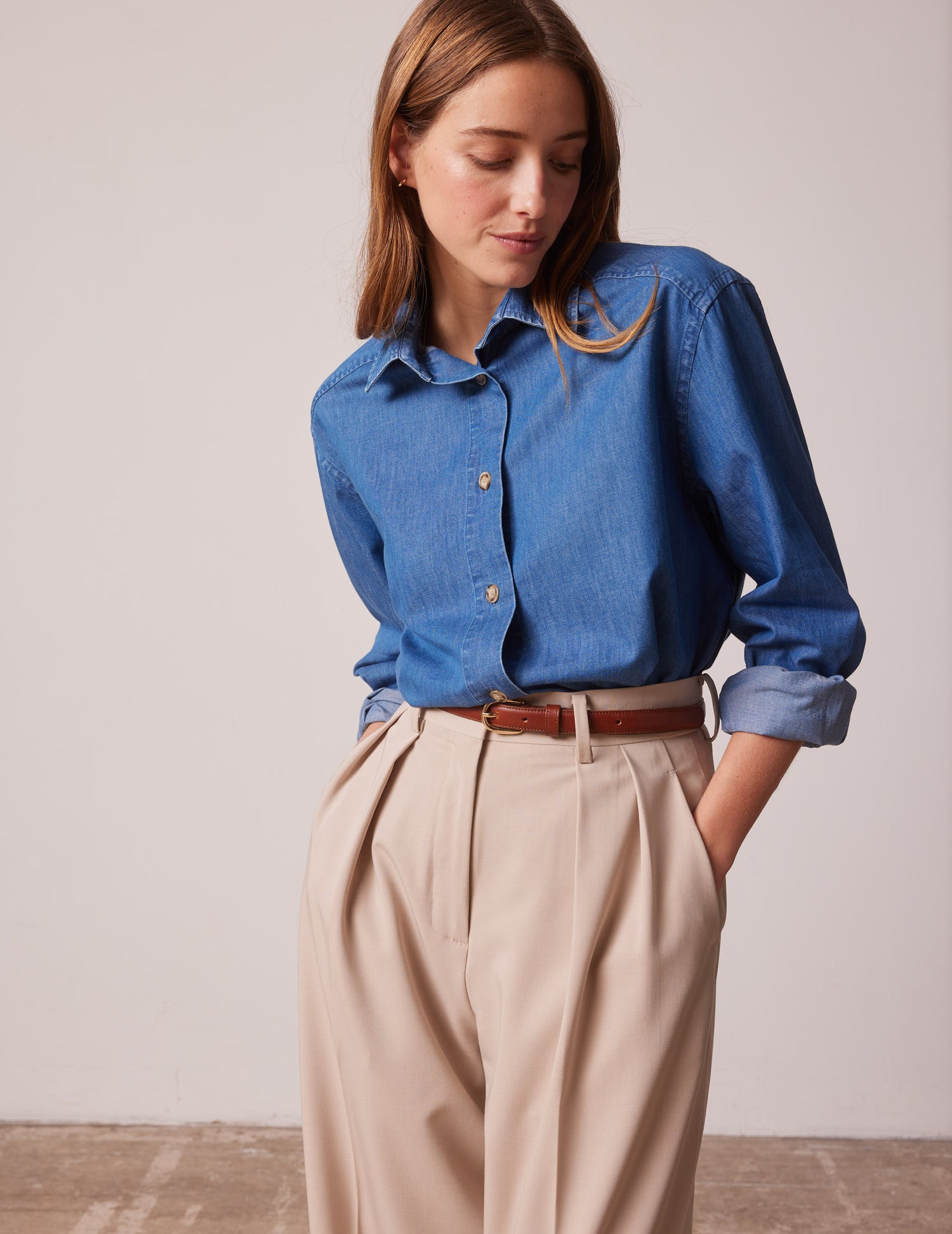 Blue denim Léanna shirt - Denim - Shirt Collar