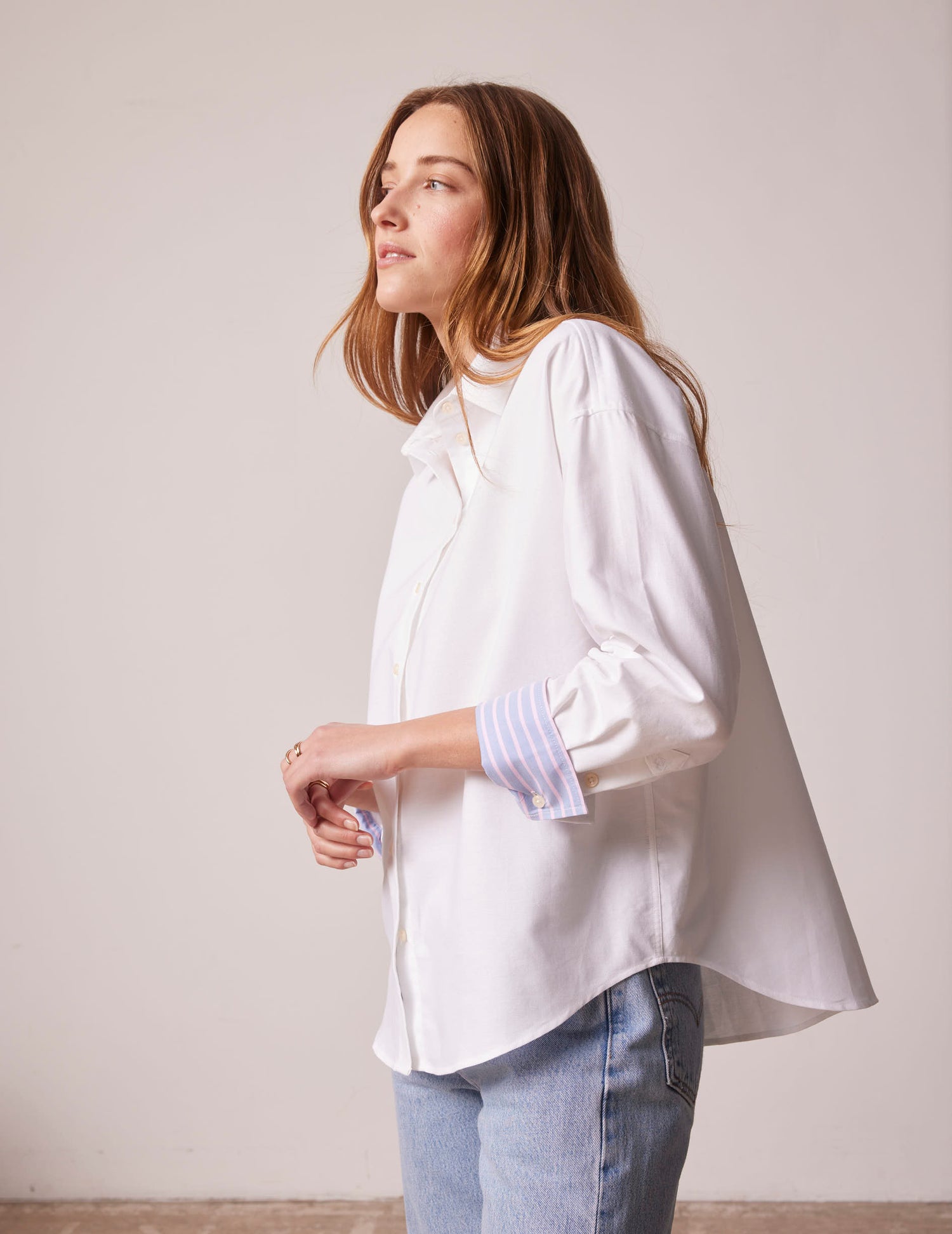 Oversized white Lizandra shirt - Oxford - Shirt Collar