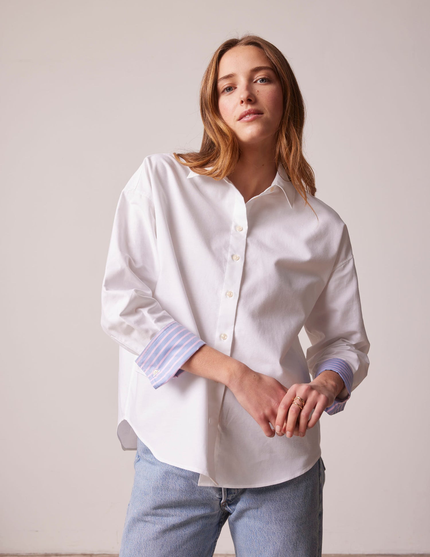 Oversized white Lizandra shirt - Oxford - Shirt Collar#3