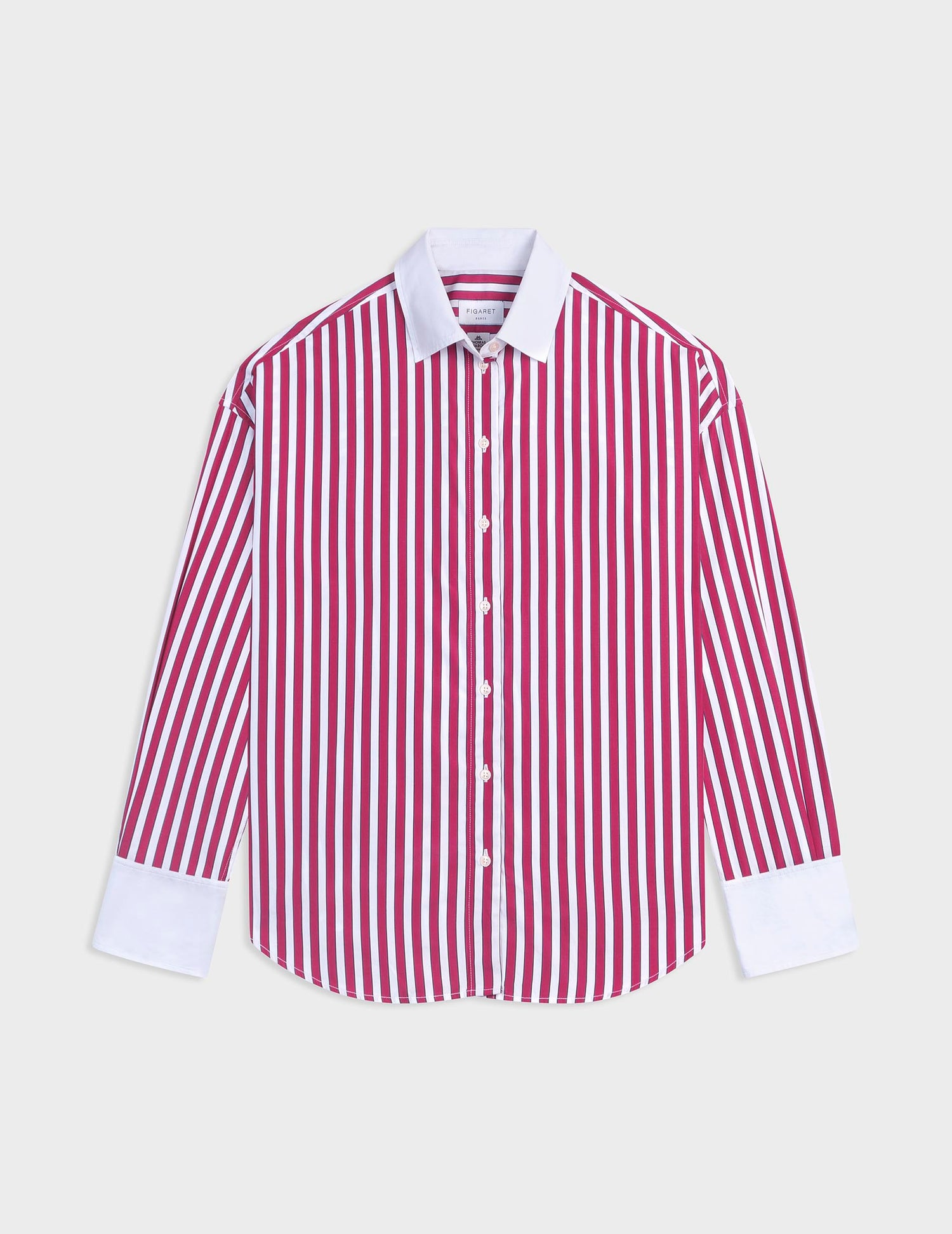 Oversized burgundy striped Lizandra shirt - Poplin - Shirt Collar#6