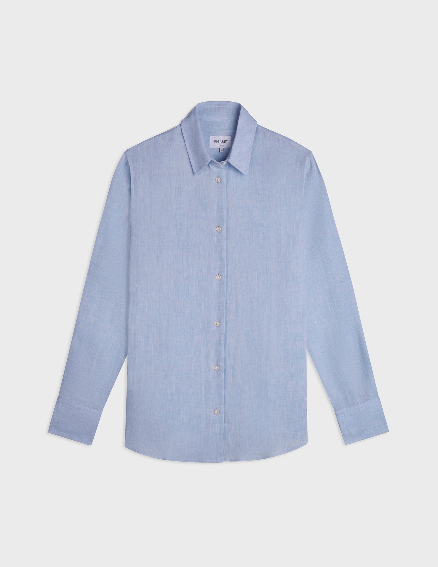 Marion shirt in blue linen - Linen - Shirt Collar