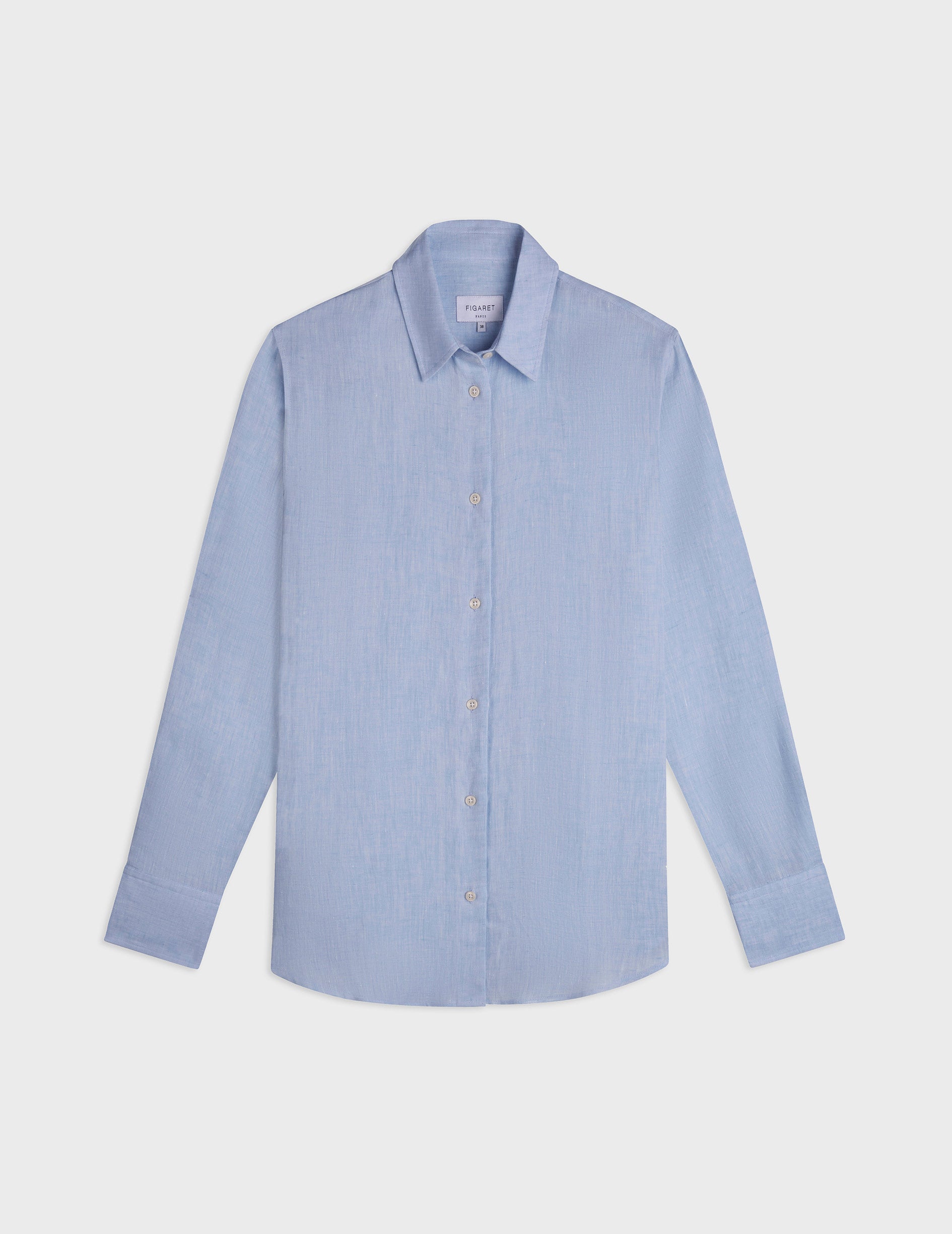 Chemise Marion en lin bleu - Lin - Col Chemise