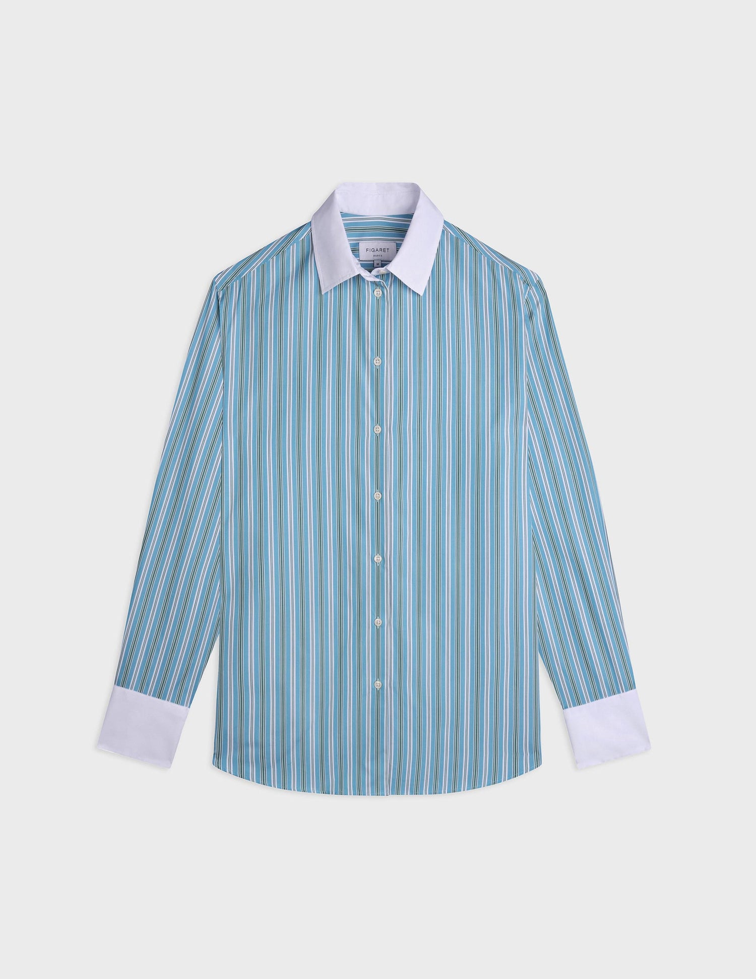 Oversized green striped Mathilde shirt - Poplin - Shirt Collar#5