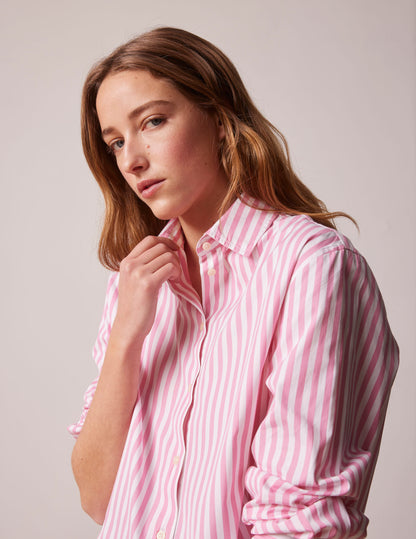 Chemise oversize Mathilde rayée rose