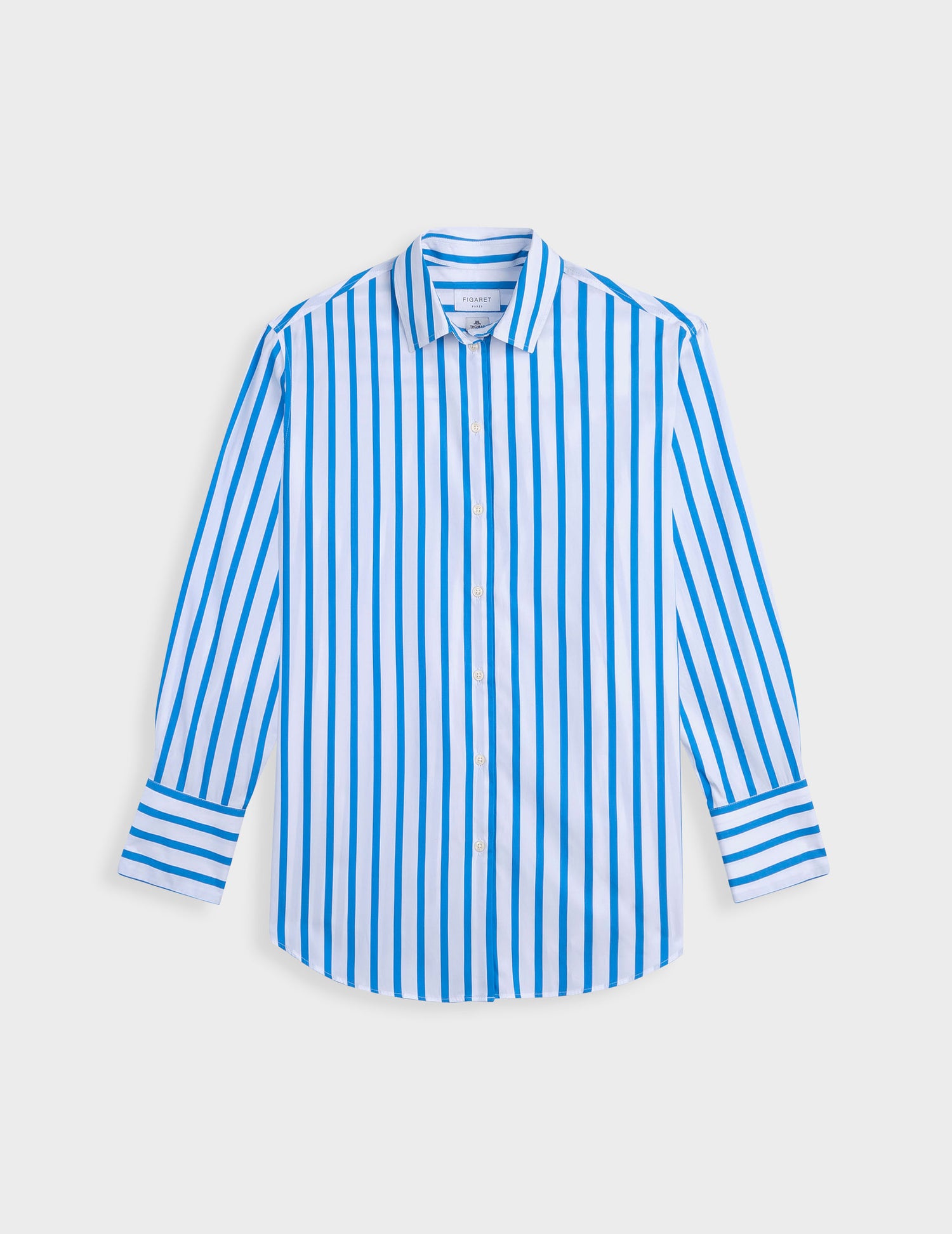 Oversized blue striped Mathilde shirt - Poplin - Shirt Collar#3