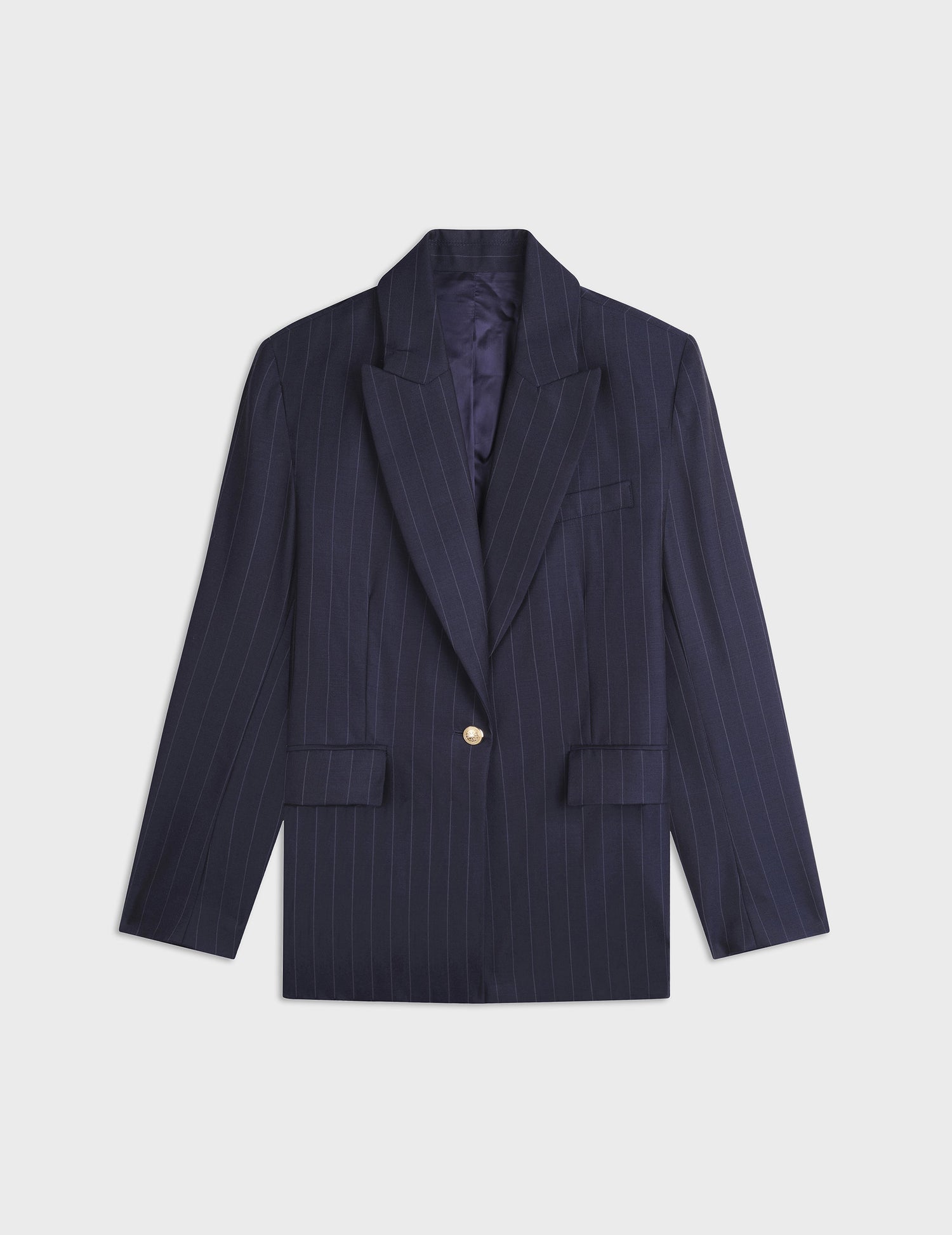 Navy blue striped Lyvia blazer in wool-canvas