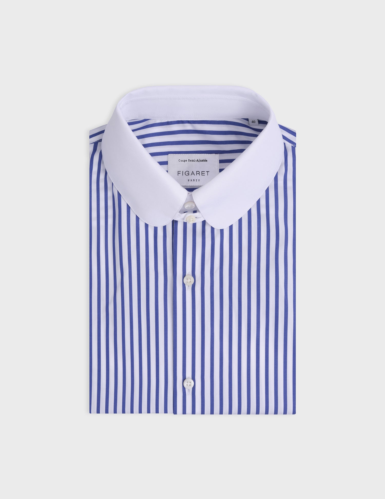 Blue striped semi-fitted shirt - Poplin - English Collar#2