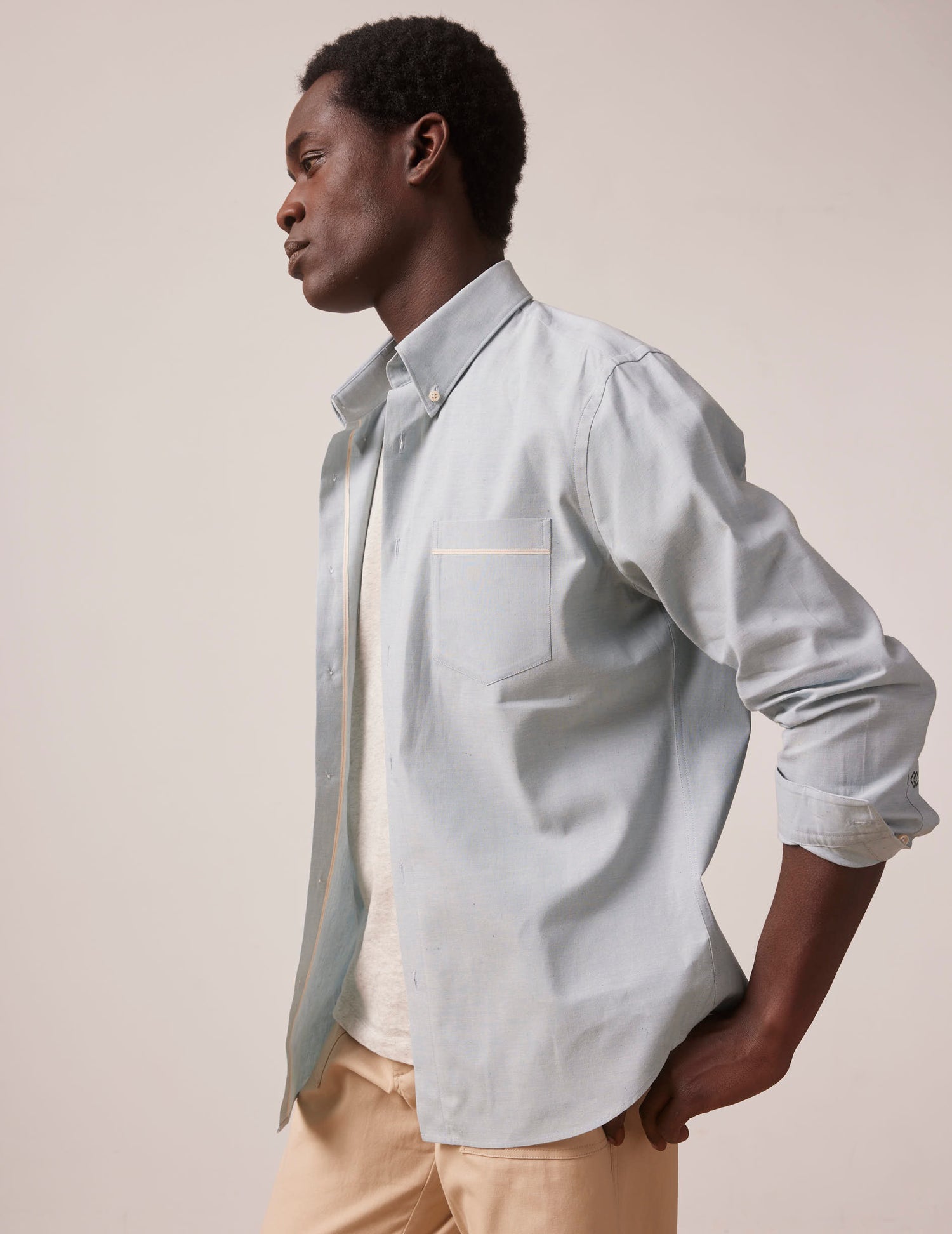 Blue Armand shirt - Selvedge canvas - Prodigious buttoned Collar