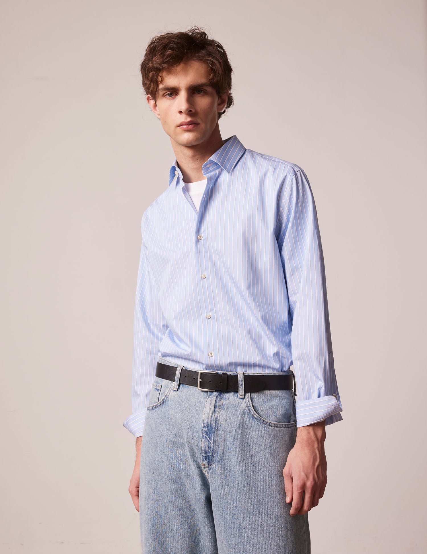 Blue striped Auguste shirt - Twill - French Collar