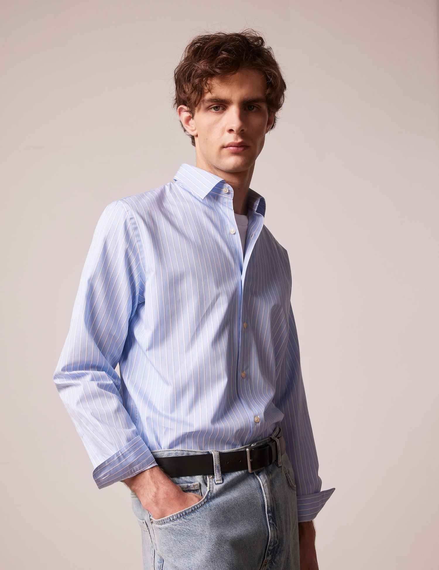 Blue striped Auguste shirt - Twill - French Collar#3