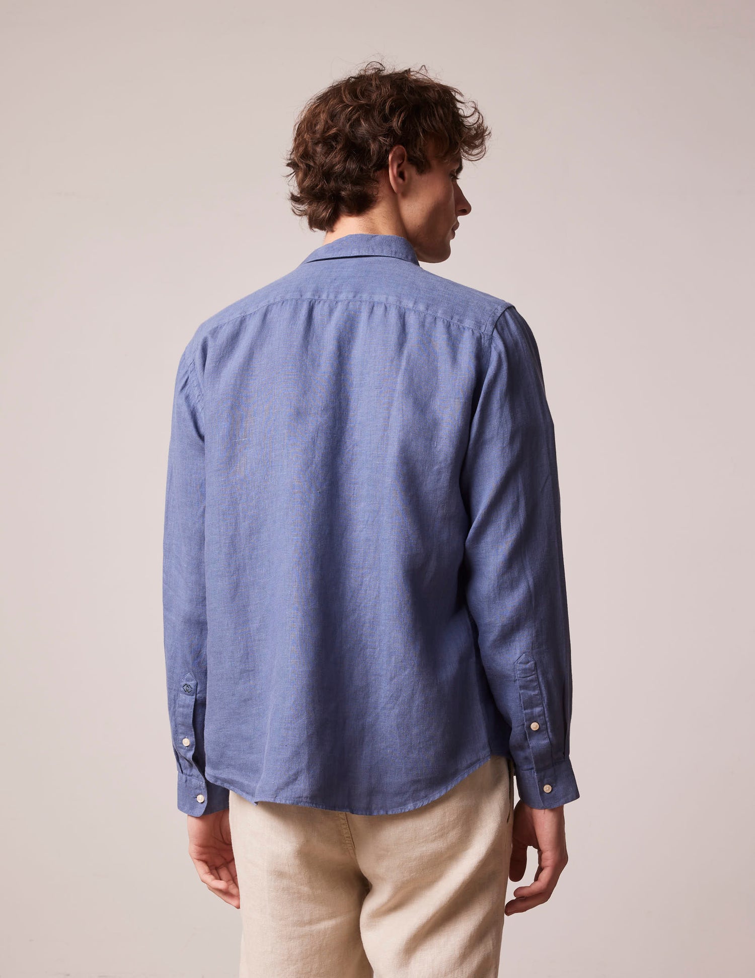 Blue linen Auguste shirt - Linen - French Collar#2