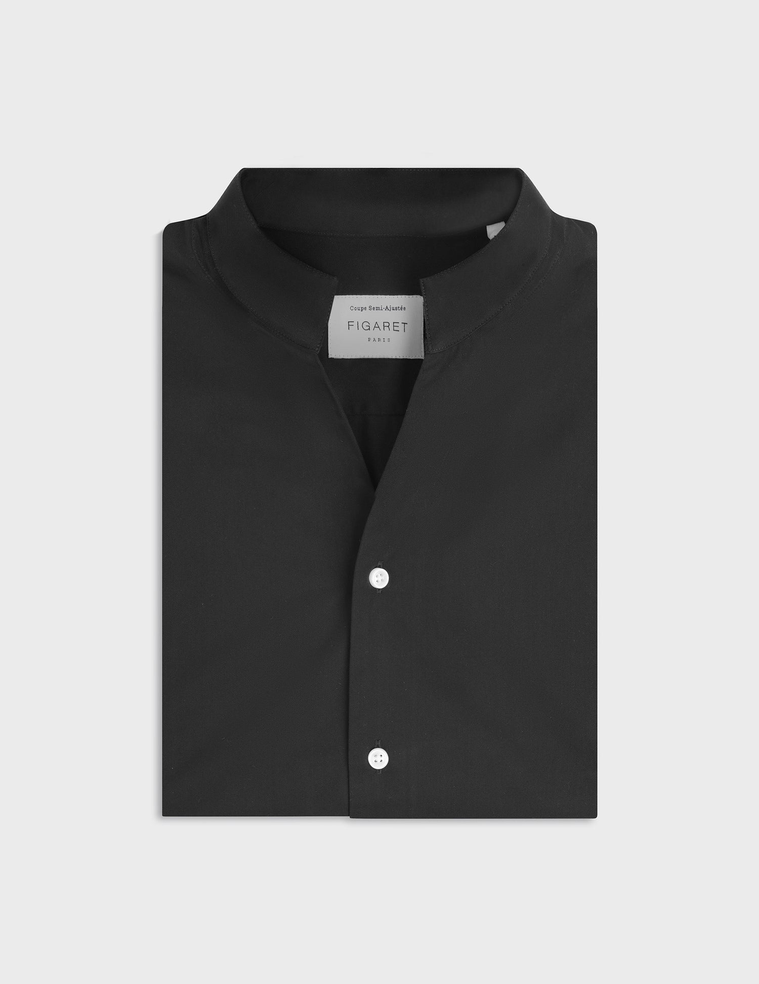 Chemise Carl noire - Twill - Col Droit ouvert#3