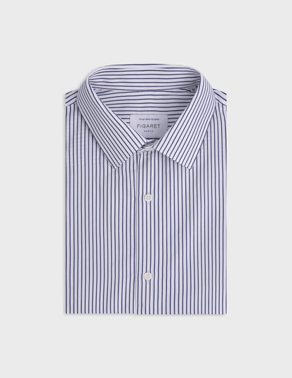 Navy striped semi-fitted shirt