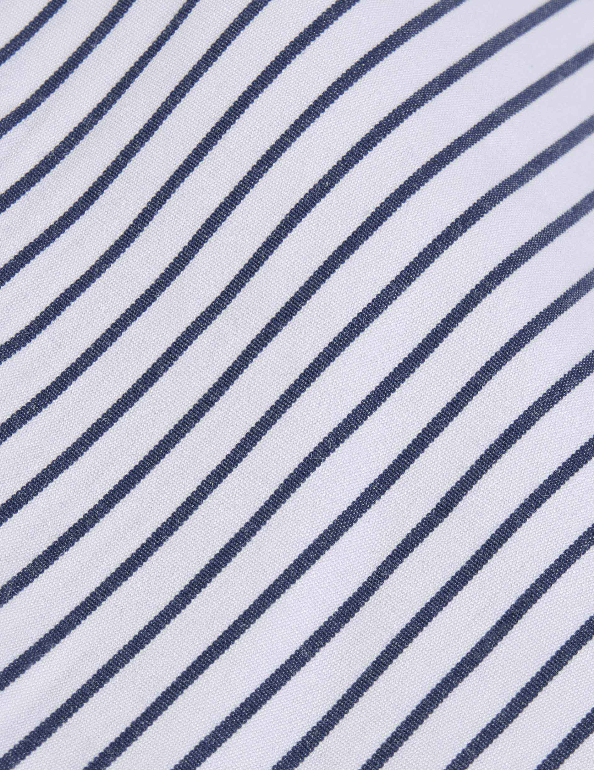 Navy striped semi-fitted shirt - Poplin - Figaret Collar