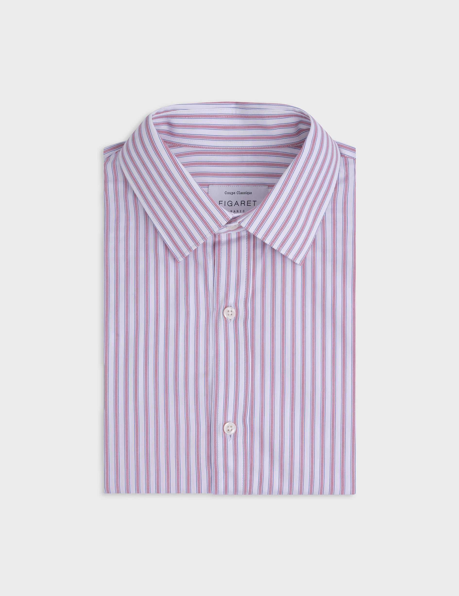 Classic red striped shirt - Poplin - Figaret Collar