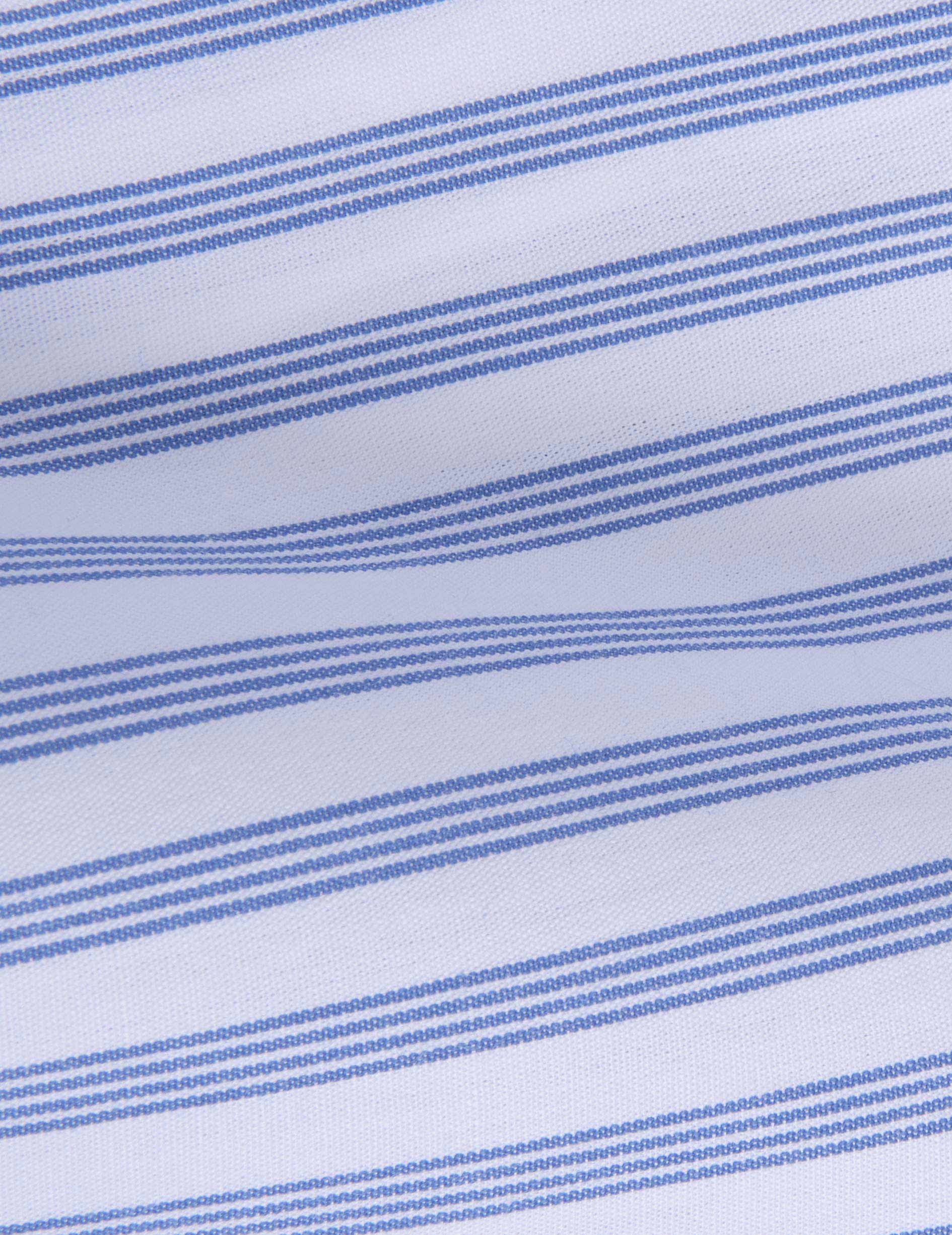 Blue striped classic shirt - Poplin - Figaret Collar