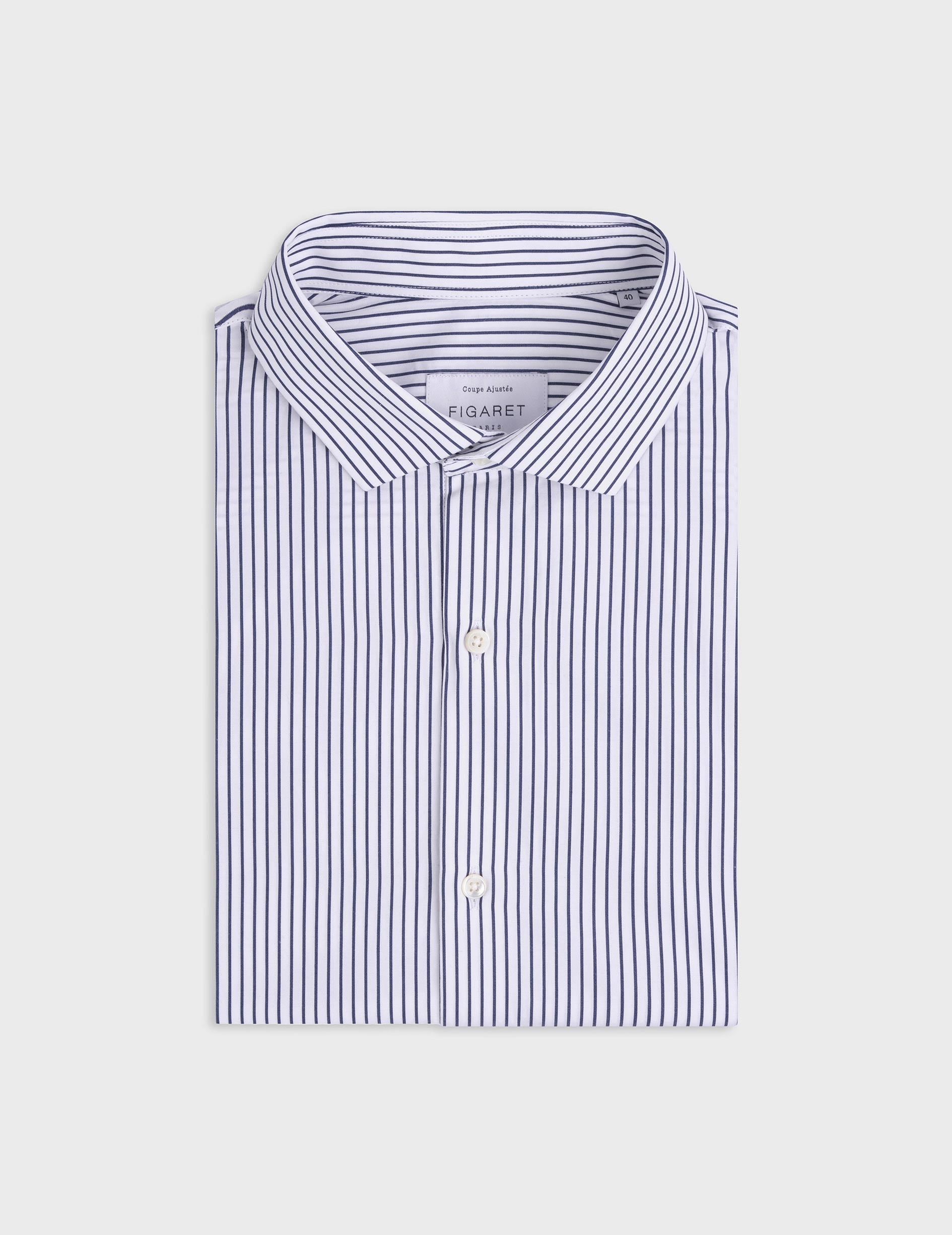 Navy striped fitted shirt - Poplin - END Collar