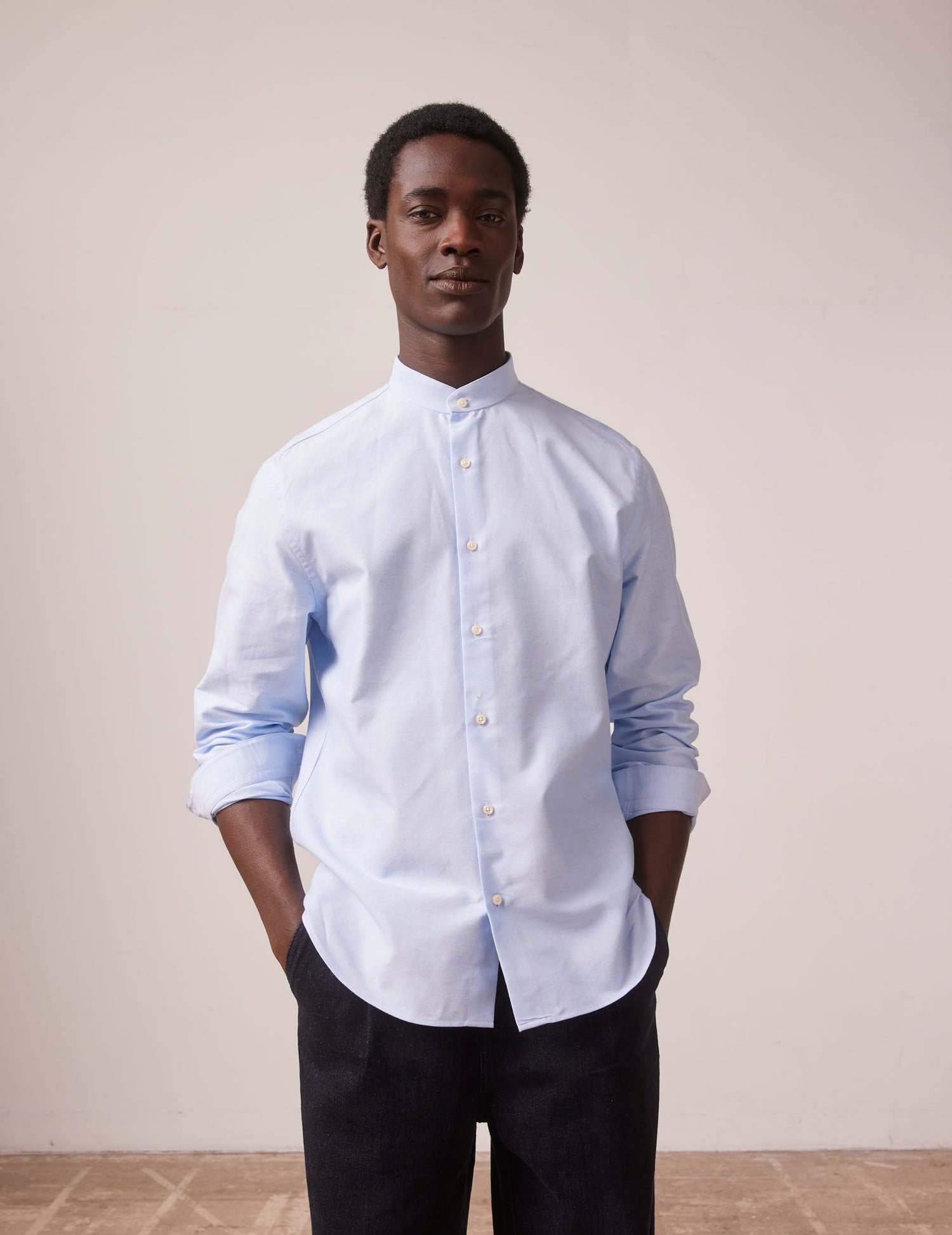 Blue Herwin shirt - Oxford - Officer Collar