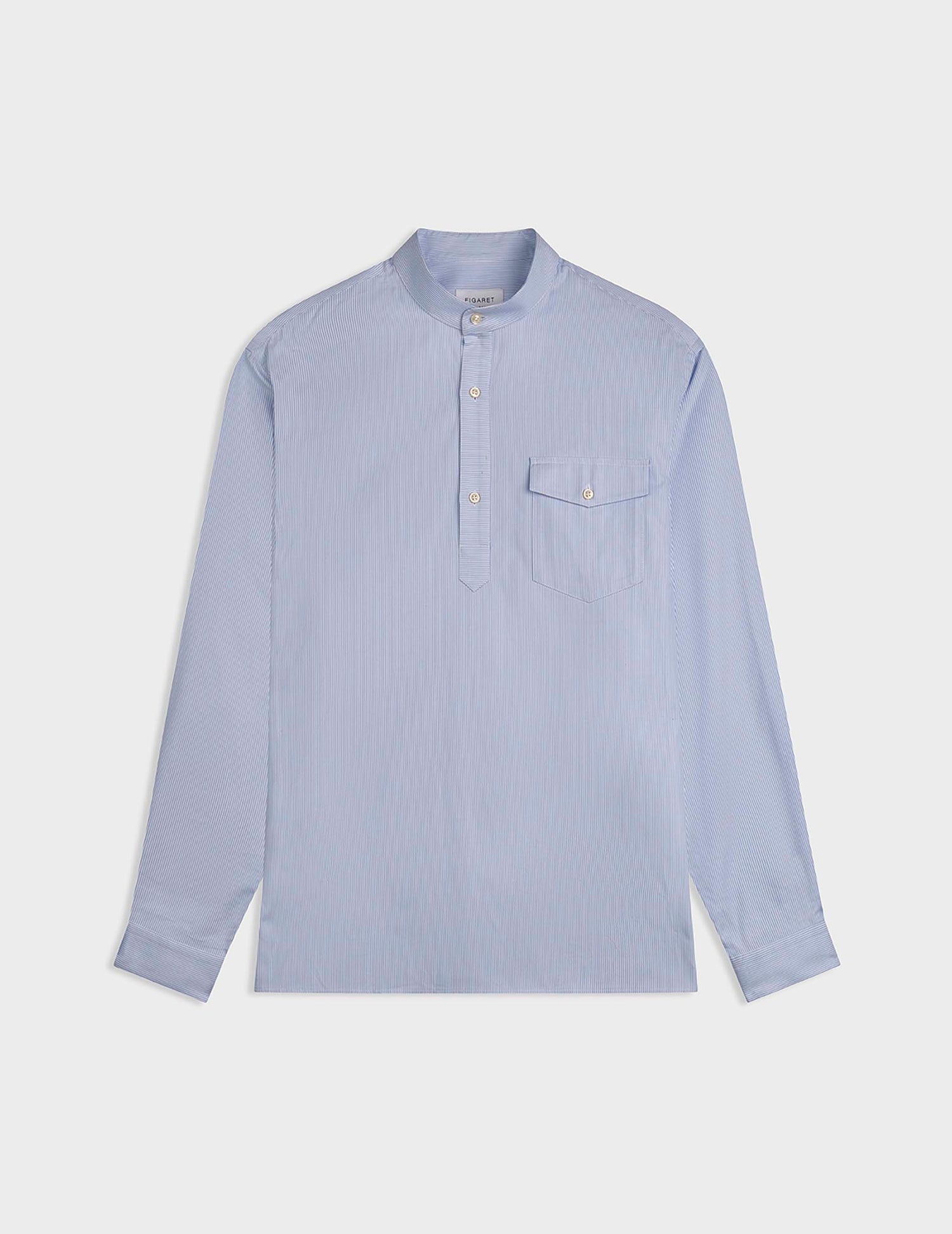 Blue striped Hilario popover shirt - Oxford - Officer Collar#3