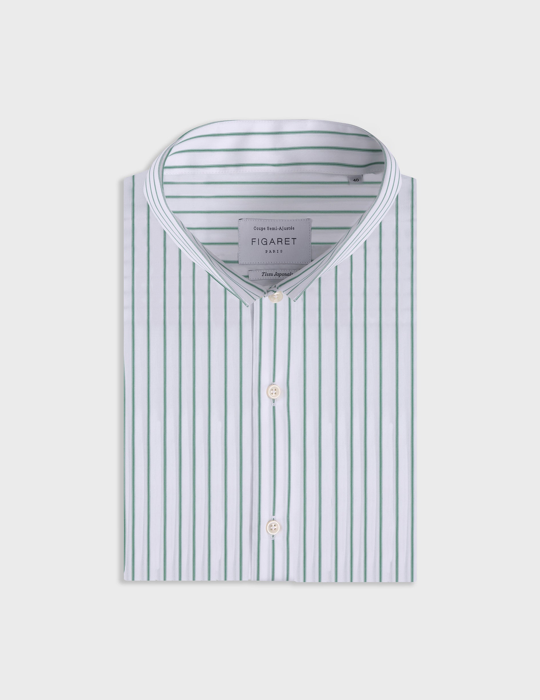 Green striped semi-fitted shirt