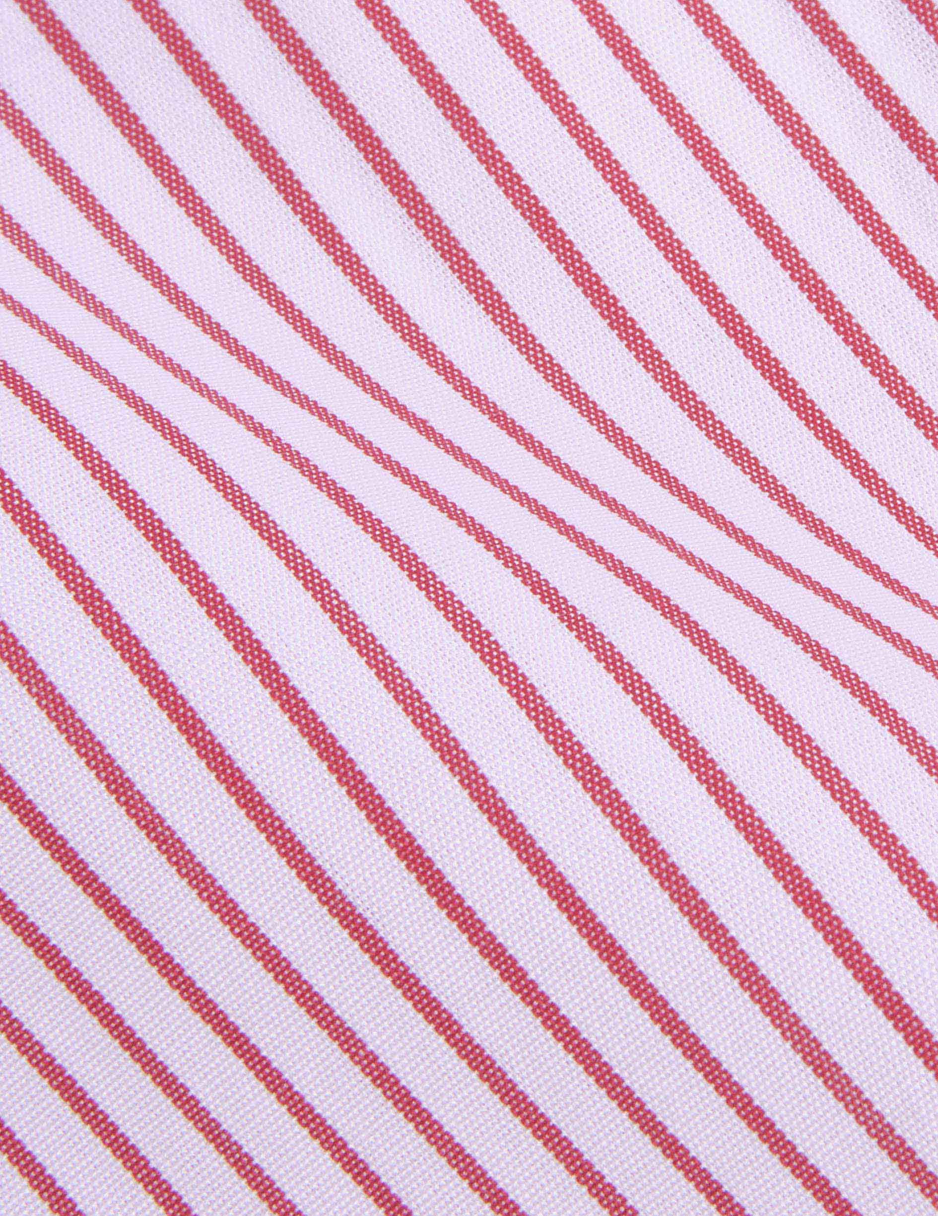 Red striped semi-fitted shirt - Poplin - Reverse Collar