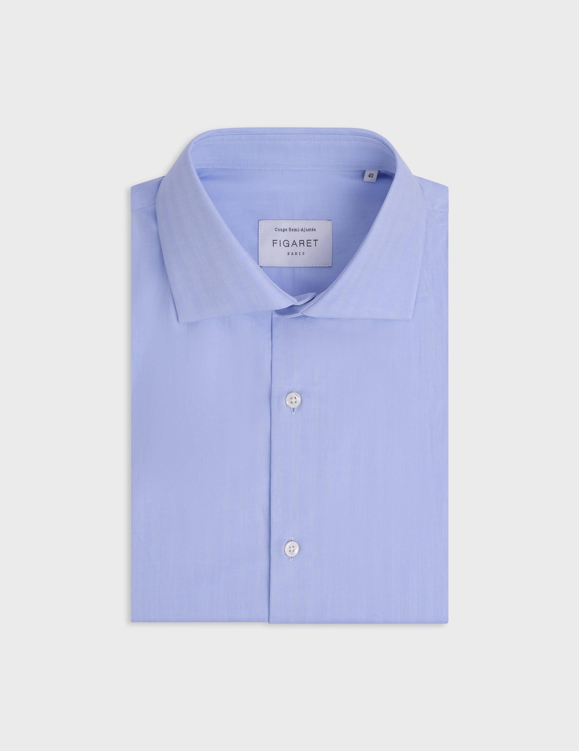 Blue Semi-Fitted Shirt - Chevron - Italian Collar